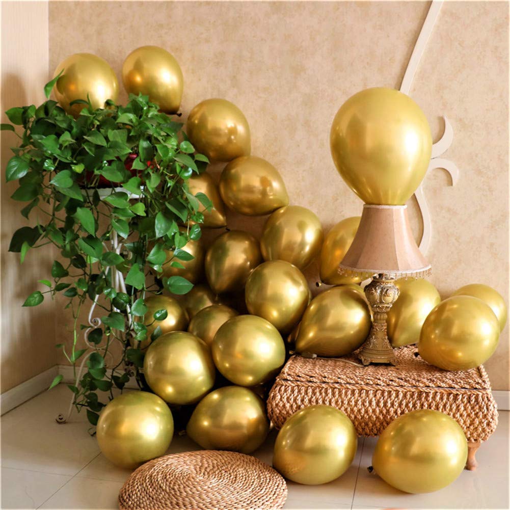 50 Pack 12 Inch Gold Chrome Metallic Latex Balloons for Birthday, Wedding, Engagement, Anniversary, Christmas & Party Decorations - Perfect for Indoor & Outdoor Celebrations, Photo Backdrops & Festive Events