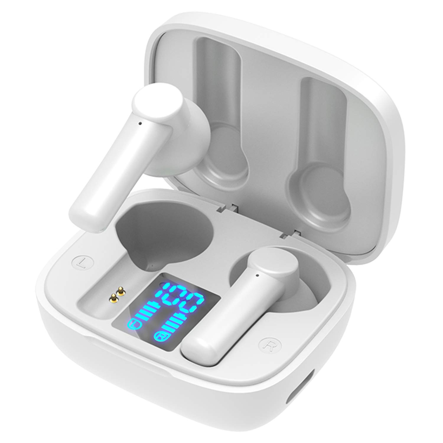 **Wireless Bluetooth Earbuds with 24H Playback, USB-C Fast Charging & LED Display - Sweatproof Sport Earphones with Built-in Mic for Running, Gym & Workout**