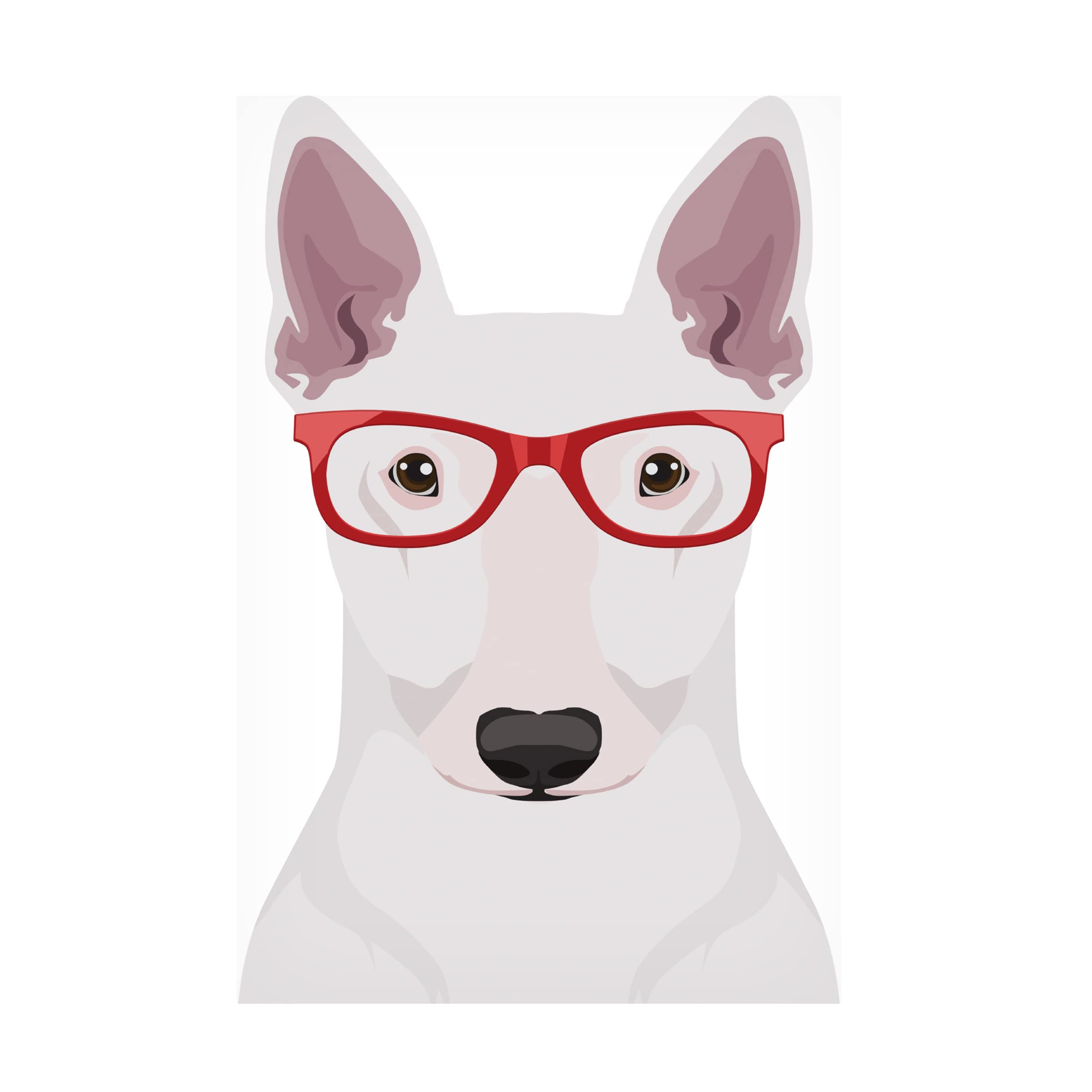 Trademark Fine Art 'Bull Terrier Wearing Hipster Glasses' Canvas Wall Art Print - Modern Pet Portrait Decor for Living Room, Bedroom & Office