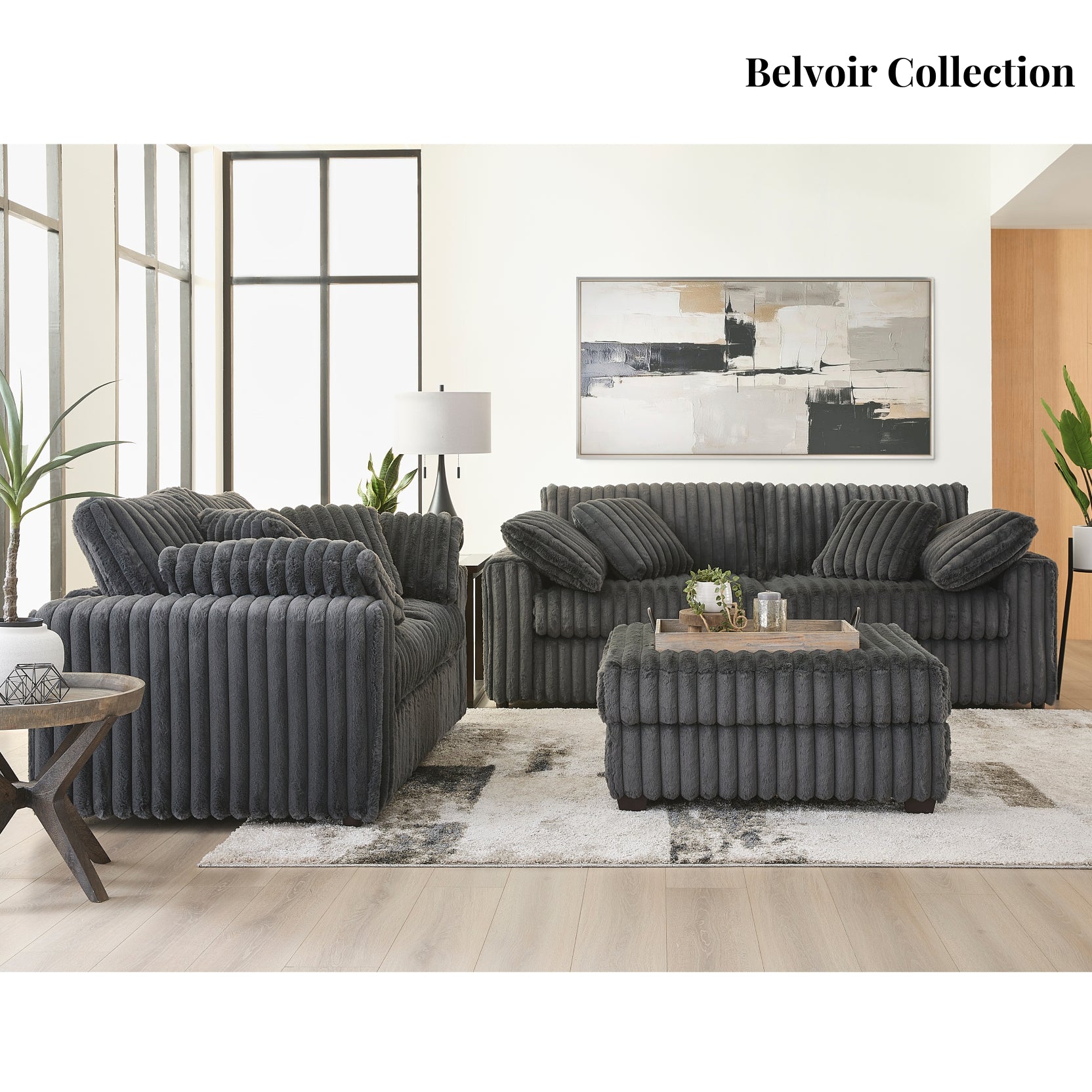 Roundhill Furniture Belvoir Upholstered Stationary Loveseat - Soft Fabric Sofa for Living Room, Small Space & Apartment | Comfortable Two-Seater Couch for Home Decor
