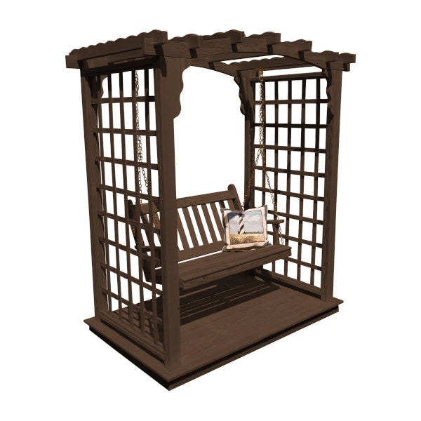 Yellow Pine Cambridge Arbor with Deck & Swing - Durable Outdoor Garden Structure for Relaxation & Entertaining | Perfect for Backyard, Patio & Landscape Decoration
