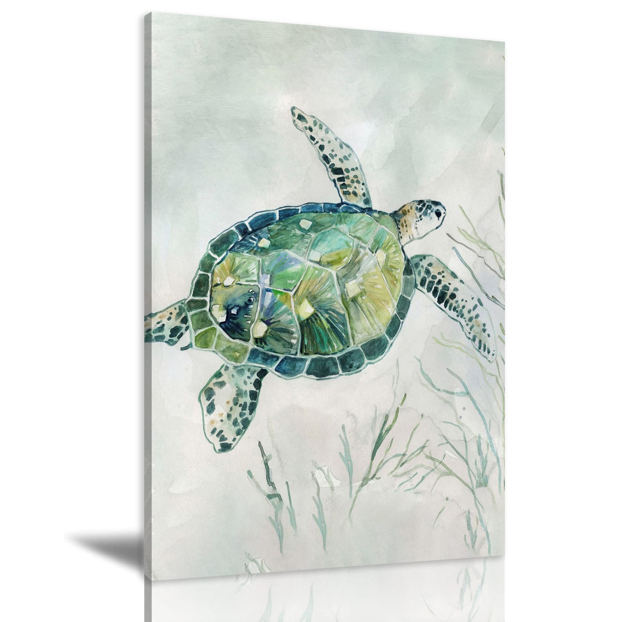 Sea Turtle Canvas Wall Art - Framed Ocean Animal Print Painting for Home Decor, Living Room, Bedroom & Office - 24x36 Inch Ready to Hang Modern Wall Decor - Perfect for Beach House, Coastal Theme or Nature Lover's Space