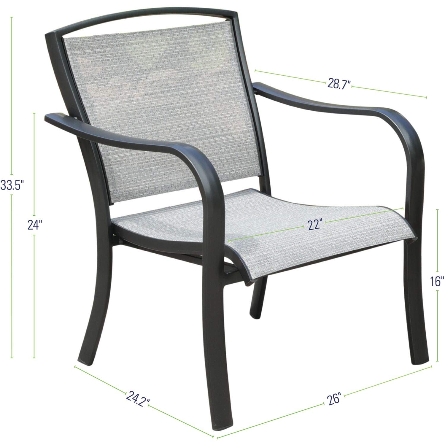 Hanover Foxhill All-Weather Aluminum Lounge Chair with Sunbrella Fabric - Commercial Grade Outdoor Furniture - Gunmetal/Ash Sling - Perfect for Patio, Poolside, Resort & Restaurant Outdoor Seating