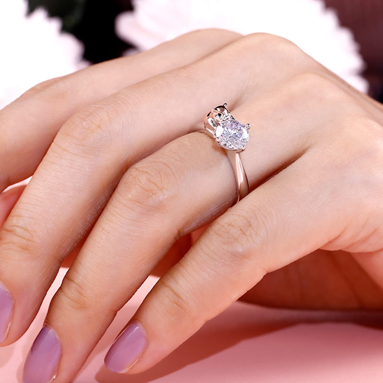 Jeulia Sterling Silver Hug Me Adorable Hamster Snail Ring - Round Cut Fashion Jewelry for Anniversary, Engagement, Wedding, Christmas & Birthday Gifts - Perfect for Boyfriend with Elegant Jewelry Box | Cute Couple Rings for Everyday Wear & Special Occasions