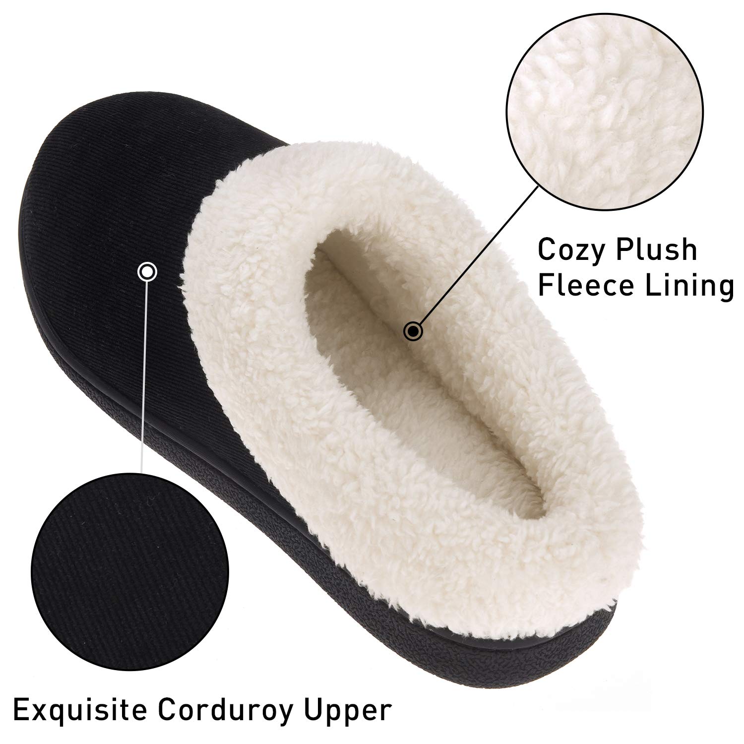 VONMAY Women's Cozy Fuzzy House Slippers with Memory Foam & Fleece Collar - Indoor/Outdoor Comfort for Relaxing at Home, Lounging or Quick Errands
