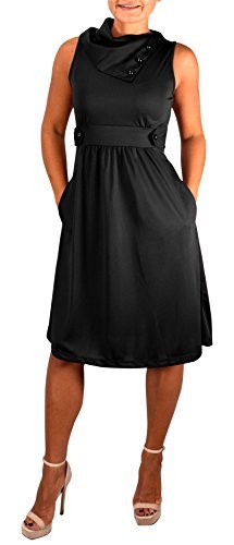 Women's Casual Sleeveless A-Line Dress with Fold-Over Collar - Perfect for Summer Outings, Beach Vacations & Office Wear