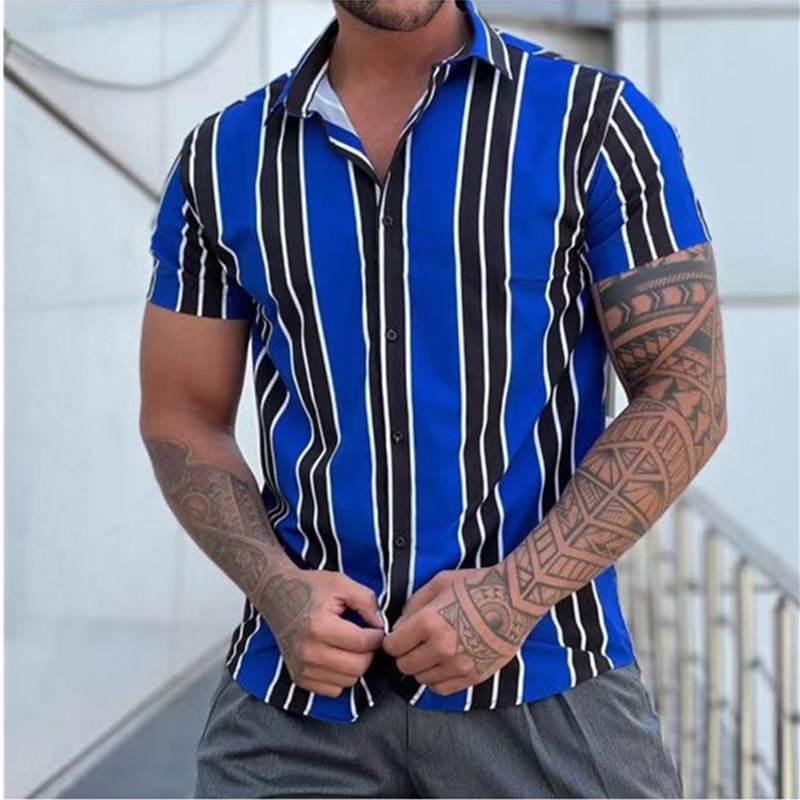 AntoniosClothing Vintage Striped Shirt for Men & Women | Retro 90s Style Cotton Button Down Top | Perfect for Casual Wear, Parties & Photo Shoots