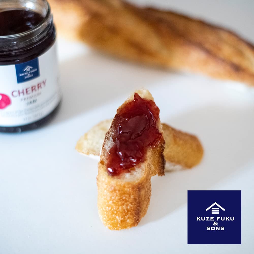 KUZE FUKU & SONS All Natural Cherry Jam - Non-GMO Real Fruit Preserves, No Artificial Flavors, 11 Oz (311.84g) - Perfect for Toast, Pancakes, Yogurt & Dessert Toppings