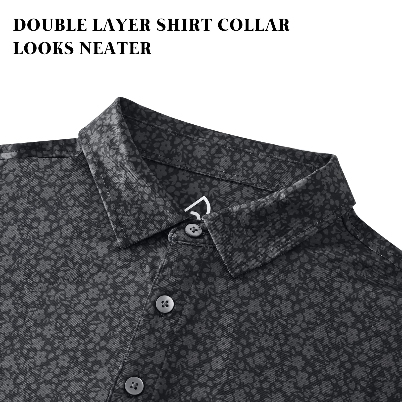 DEOLAX Men's Fashion Print Quick Dry Golf Polo Shirt - Moisture Wicking, Breathable Short Sleeve Tee for Golf, Casual Wear & Outdoor Activities