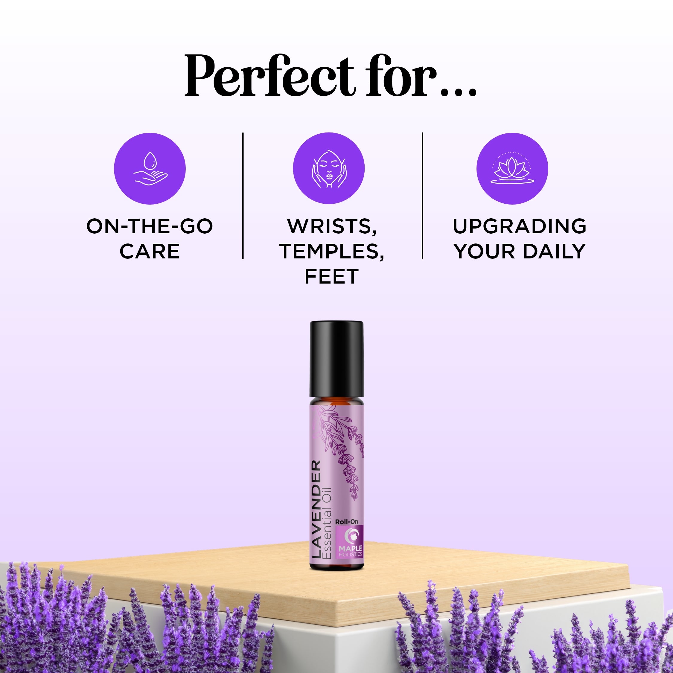 Pure Lavender Essential Oil Roll On for Stress Relief & Relaxation - Perfect for Aromatherapy, Travel & Home Use