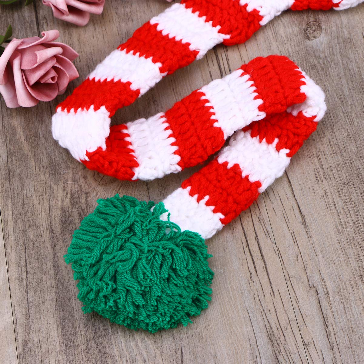 Baby Christmas Long Tail Crochet Beanie Knit Hat - Newborn Photoshoot Prop & Stocking Cap for Holiday Pictures, Winter Newborn Photography, Xmas Gift & Seasonal Accessories