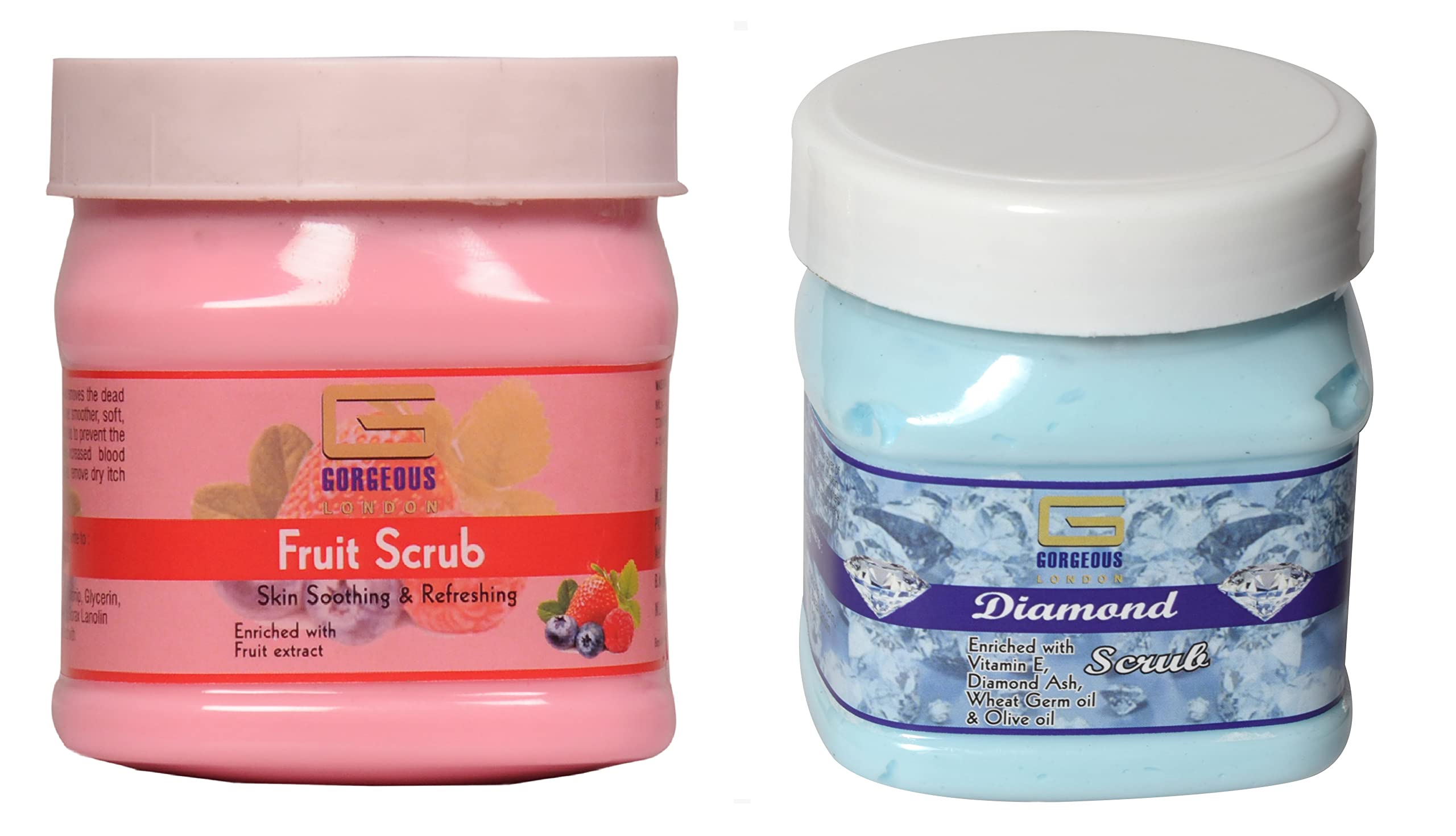 London Fruit Scrub & Diamond Scrub Combo Set - 2 Pack (450ml Each) | Exfoliating Body Scrub for Smooth Skin | Perfect for Spa Day & At-Home Skincare Routine