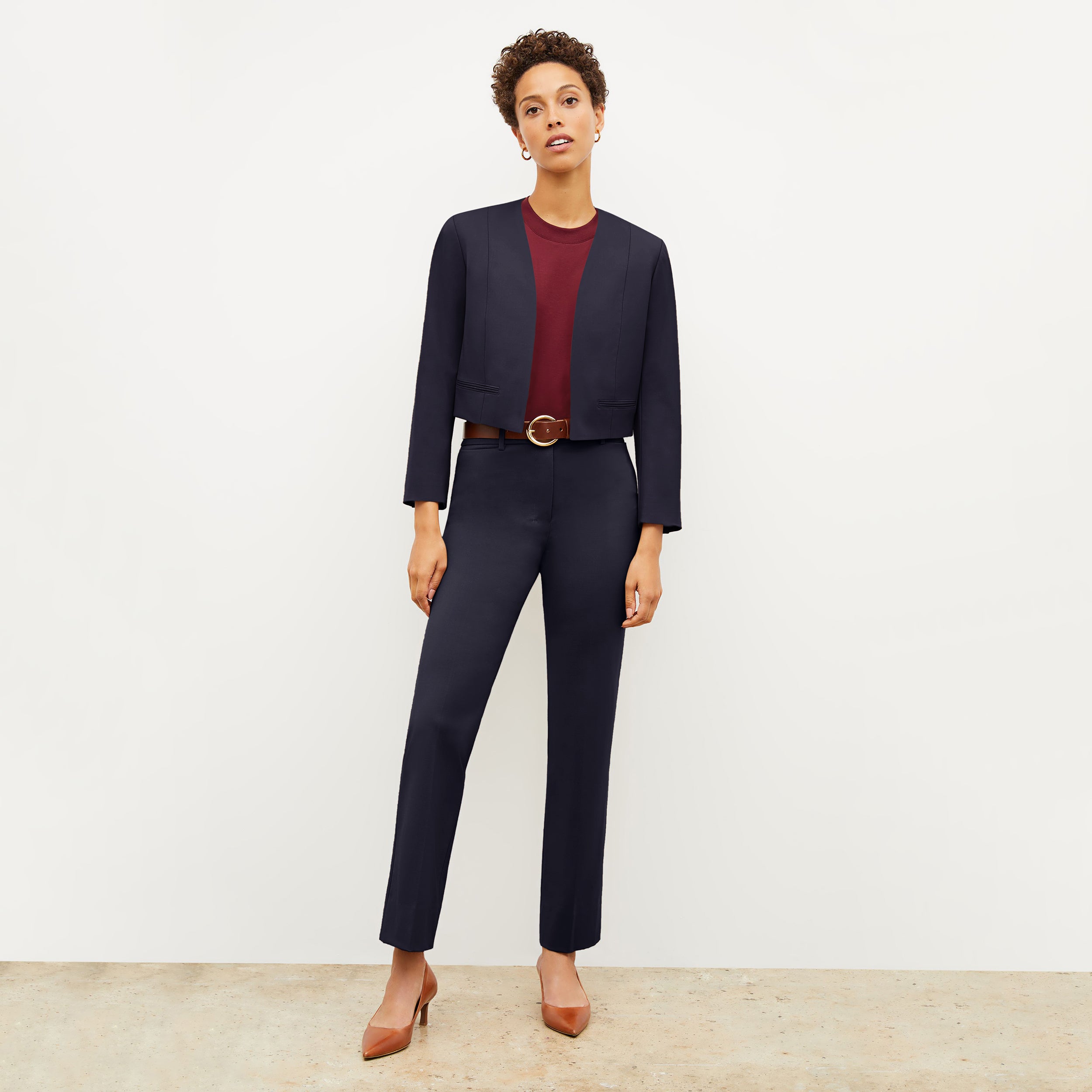 Smith Straight Trouser Washable Wool Twill Pants for Men - Dark Navy | Comfortable Office Wear & Business Casual Attire