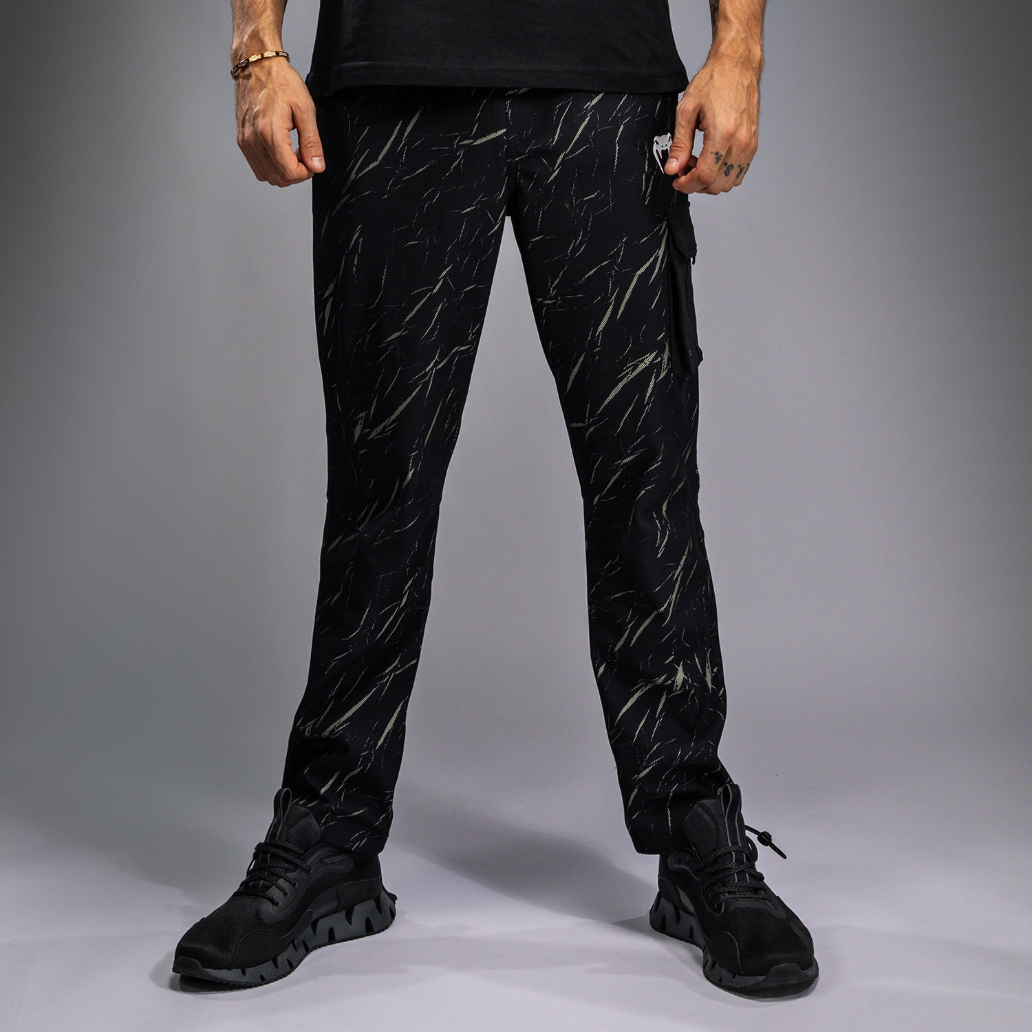Venum Trooper Men's Tracksuit Pants - Black & Stone Sand | Lightweight Training Joggers for Gym, Running & Casual Wear