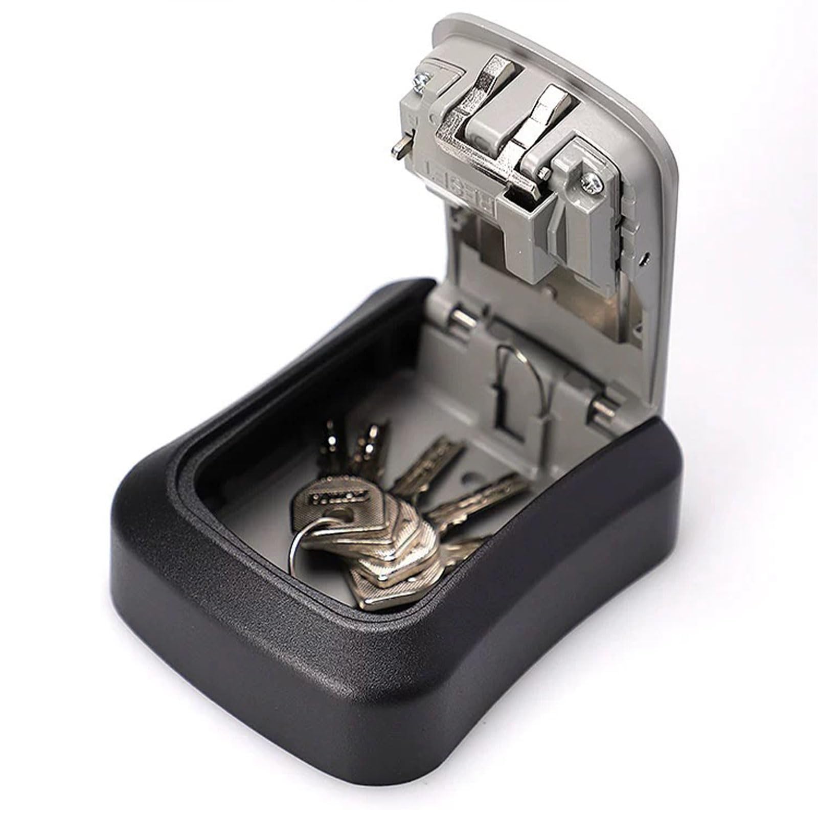 4 Digit Combination Lock Box - Indoor Outdoor Key Safe with Shackle for Home & Travel