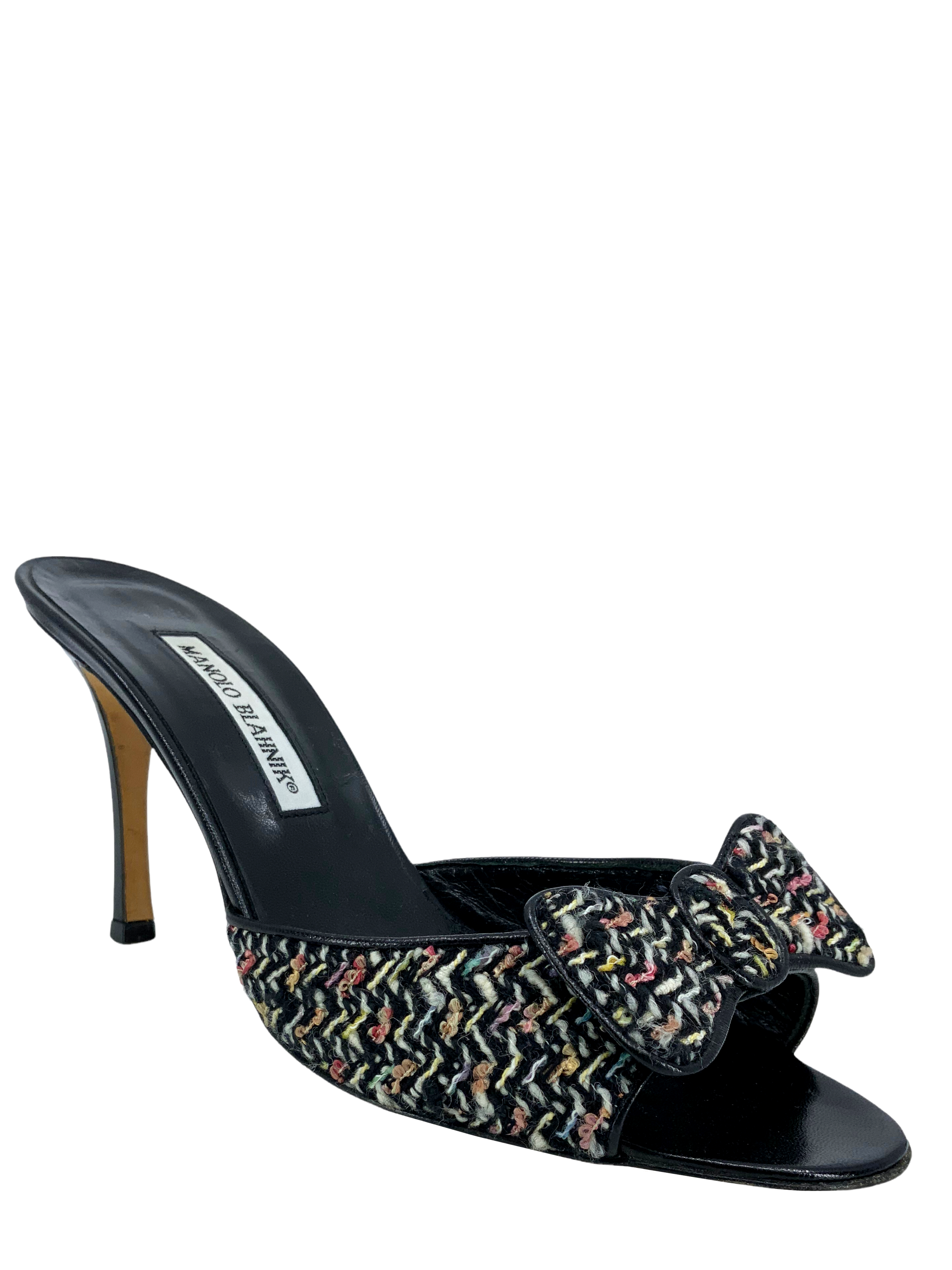 Manolo Blahnik Women's Tweed Slide Sandals - Size 10 US | Comfortable Summer Slides for Beach, Pool & Casual Outings