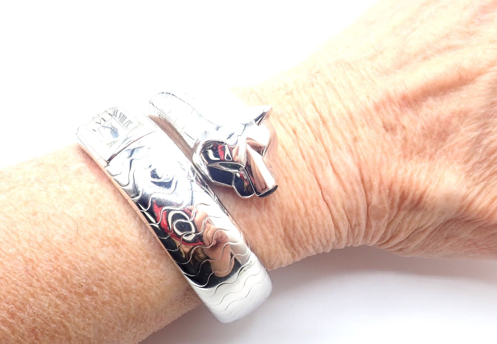 Cartier Panther Panthere 18K White Gold Lakarda Bangle Bracelet Watch - Luxury Women's Jewelry for Special Occasions & Formal Events
