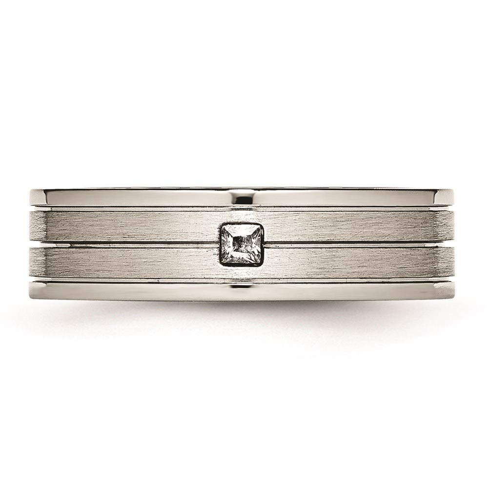 Brushed Stainless Steel Cubic Zirconia Ring for Women - Size 12 | Elegant Gift & Everyday Wear