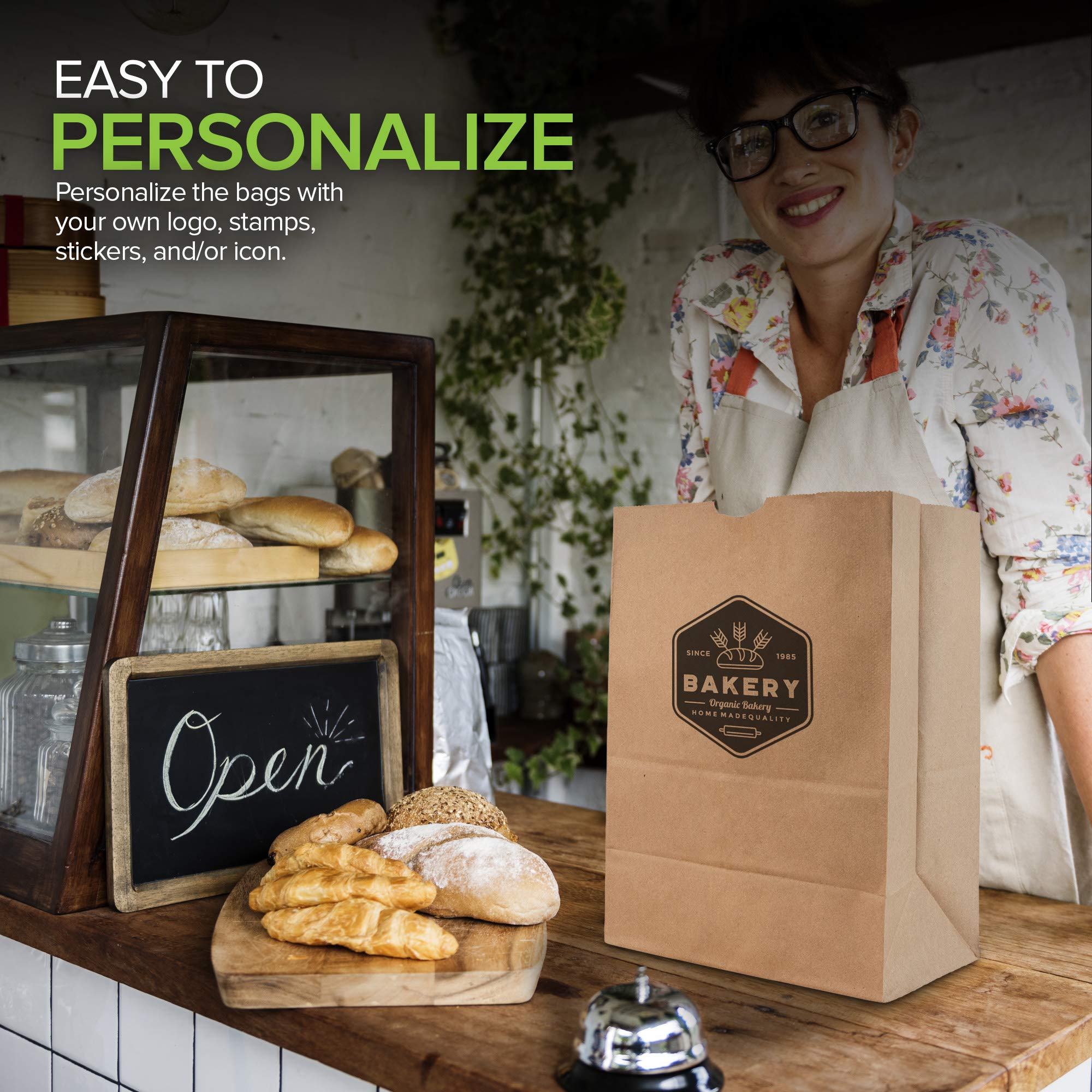 Stock Your Home 52 Lb Kraft Brown Paper Bags (50 Count) - Eco-Friendly Bulk Grocery Bags for Shopping, Takeout & Retail Packaging - Heavy Duty Large Paper Bags for Supermarkets, Restaurants & Farmers Markets