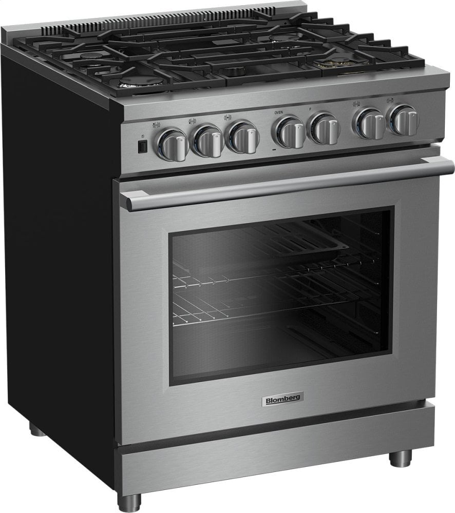 Blomberg BGRP34520SS 30-Inch Professional Gas Range - 5.7 Cu Ft Self-Cleaning Oven, 5 Sealed Burners, LED Track Lighting - Perfect for Home Chefs & Modern Kitchens