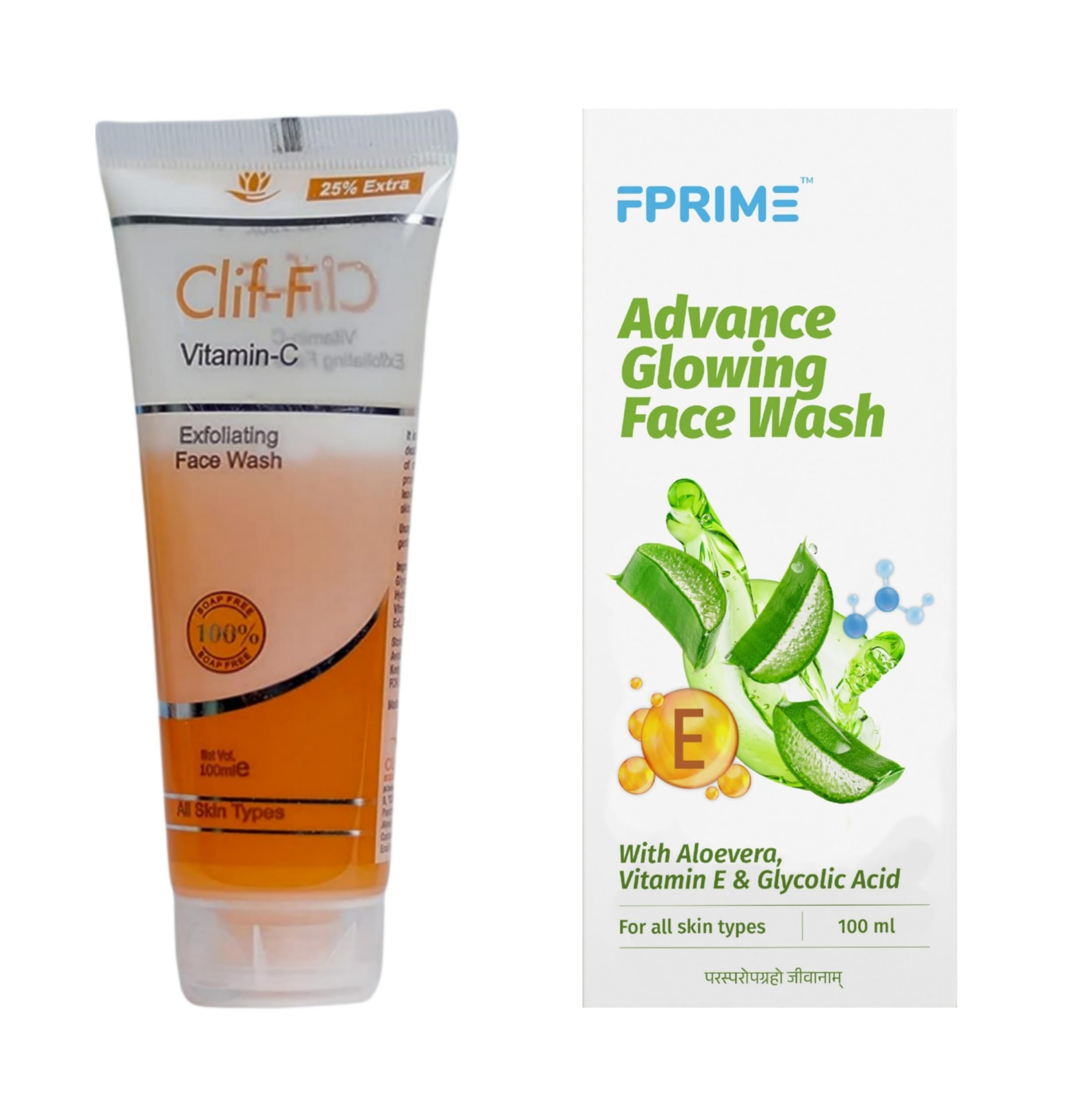 CLIF-F Vitamin C Face Wash Pack of 2 - Brightening & Hydrating Facial Cleanser for Glowing Skin | Perfect for Morning & Night Skincare Routine