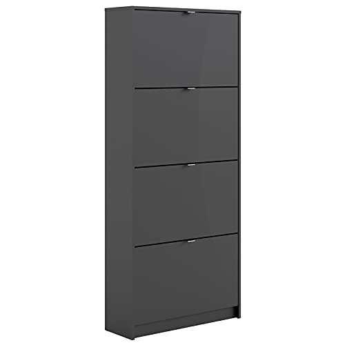 Pemberly Row Modern 4-Drawer Shoe Storage Cabinet - 24 Pair Shoe Rack Organizer with Black Matte Finish | Space-Saving Entryway, Closet & Bedroom Organization Solution