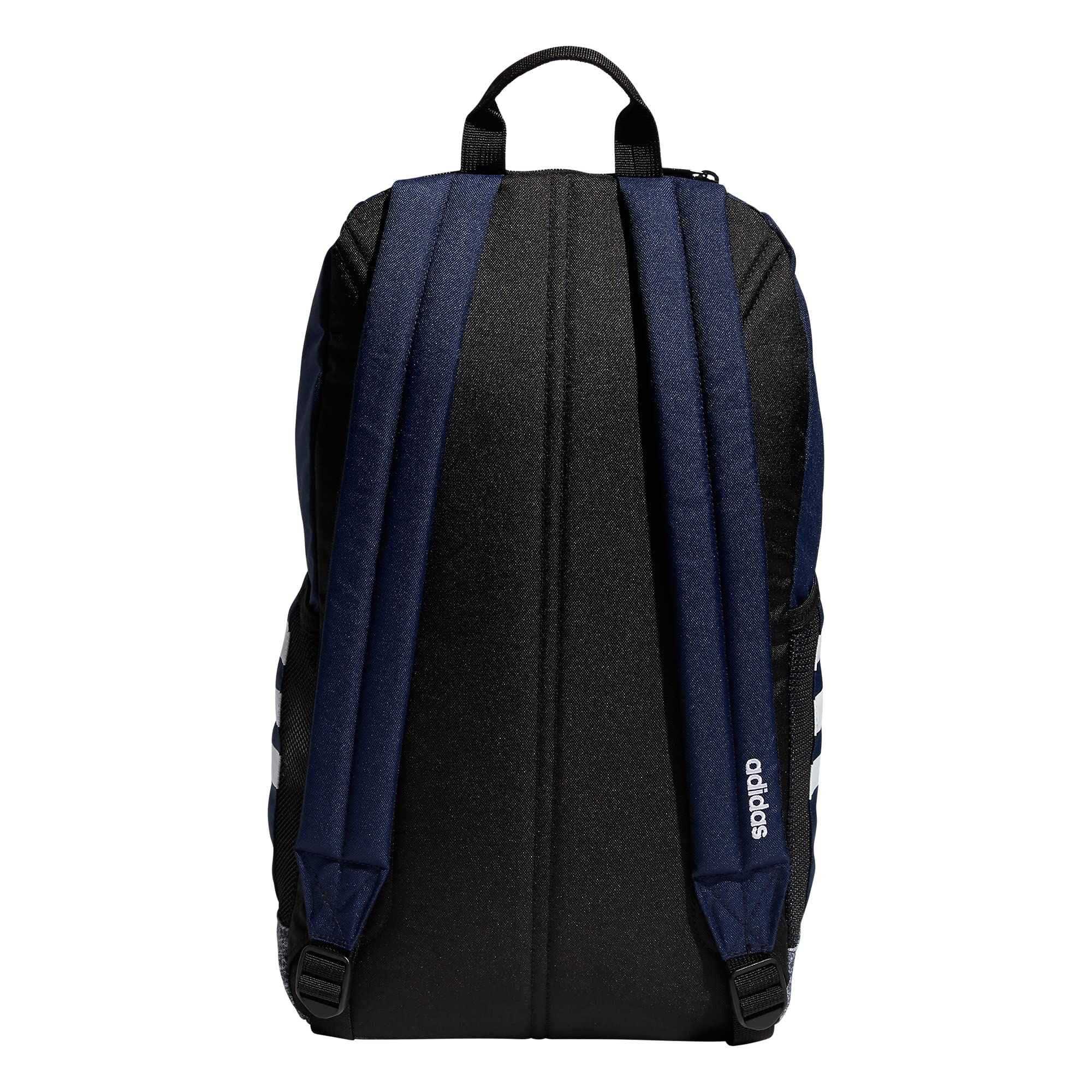 Adidas Classic 3-Stripe Durable Backpack for School, College, Travel & Gym - Water-Resistant Laptop Book Bag with Padded Straps (Collegiate Navy/Jersey Onix Grey/White) - Perfect for Students, Commuters & Sports Enthusiasts