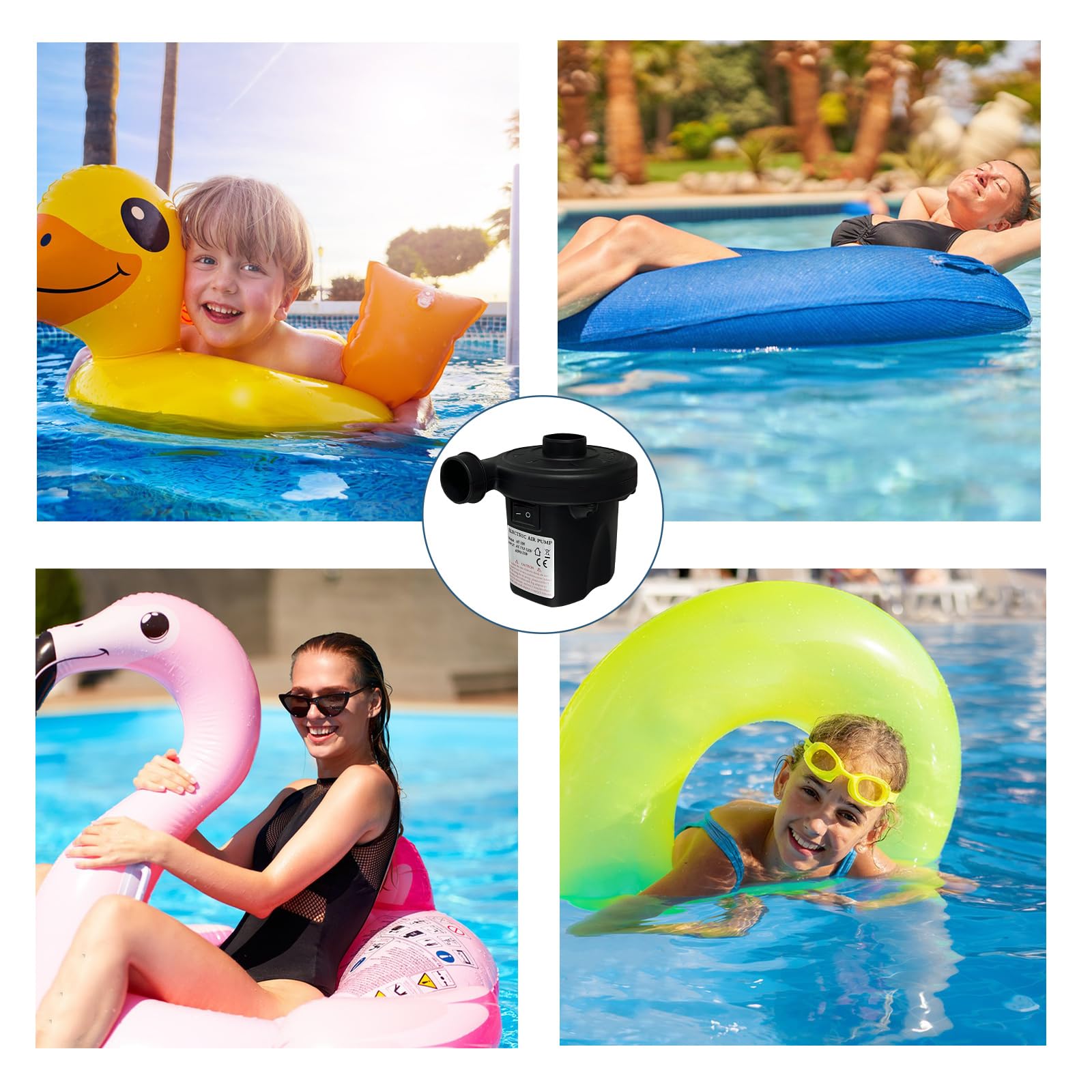 **Aida & Hani Electric Air Pump for Inflatables - Fast Inflating & Deflating Air Mattress Pump with 3 Nozzles - Portable Pool Float Pump (Black) - Perfect for Camping, Travel, and Home Use**