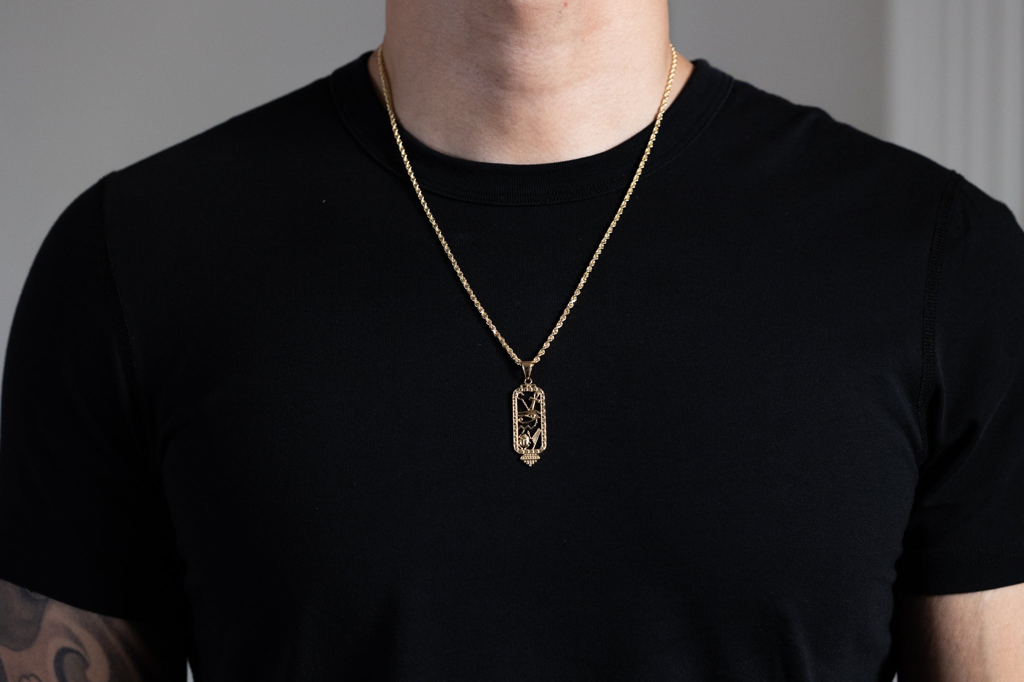 Gold Large Egyptian Cartouche Pendant Necklace PT2802 - Handmade Hieroglyphic Jewelry for Women, Perfect for Gifts & Special Occasions