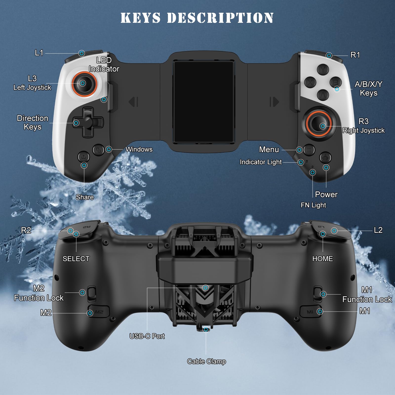 Wireless Bluetooth Game Controller for iPhone 16/15/14/13, Android, Switch & PC - RGB Cooling Fan with Heat Conduction Plate, Turbo/Macro Functions - Compatible with Samsung, LG, Google Phones - Perfect for Fortnite, Call of Duty Mobile & Cloud Gaming - Great for Travel, Home Entertainment & eSports - Ideal Gift for Gamers | Use for Mobile Gaming, Online Tournaments, Long Gaming Sessions, Travel Entertainment, Home Console Gaming & Competitive eSports Matches