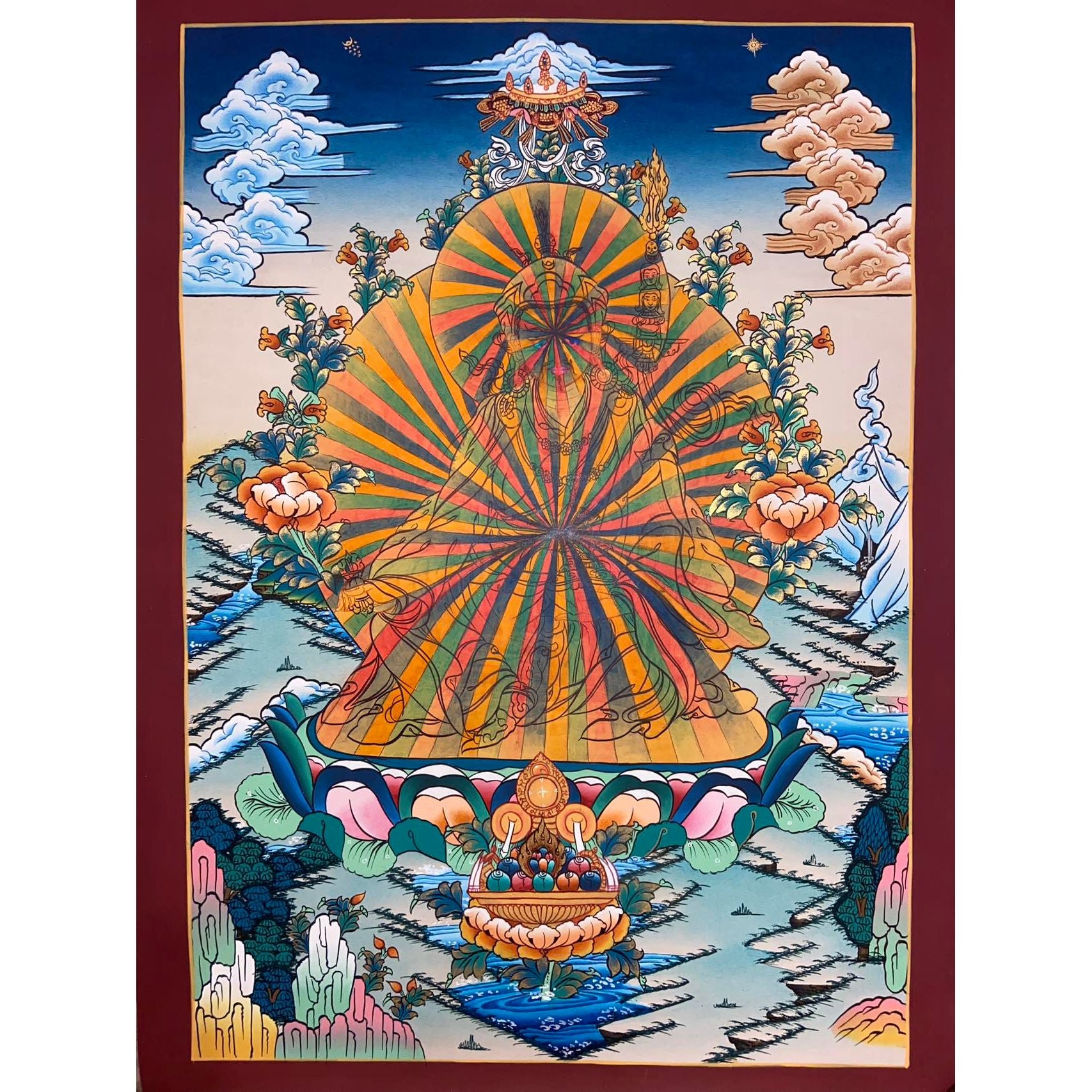 Authentic Guru Rinpoche Padmasambhava Thangka Painting | Hand-Painted Tibetan Buddhist Wall Art | Meditation & Home Decoration | Perfect for Spiritual Practice & Sacred Space