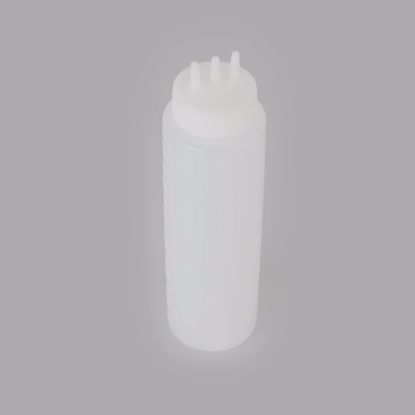 24 oz Clear Plastic All Purpose Squeeze Bottle with Triple Dispersion Tip - 2.5
