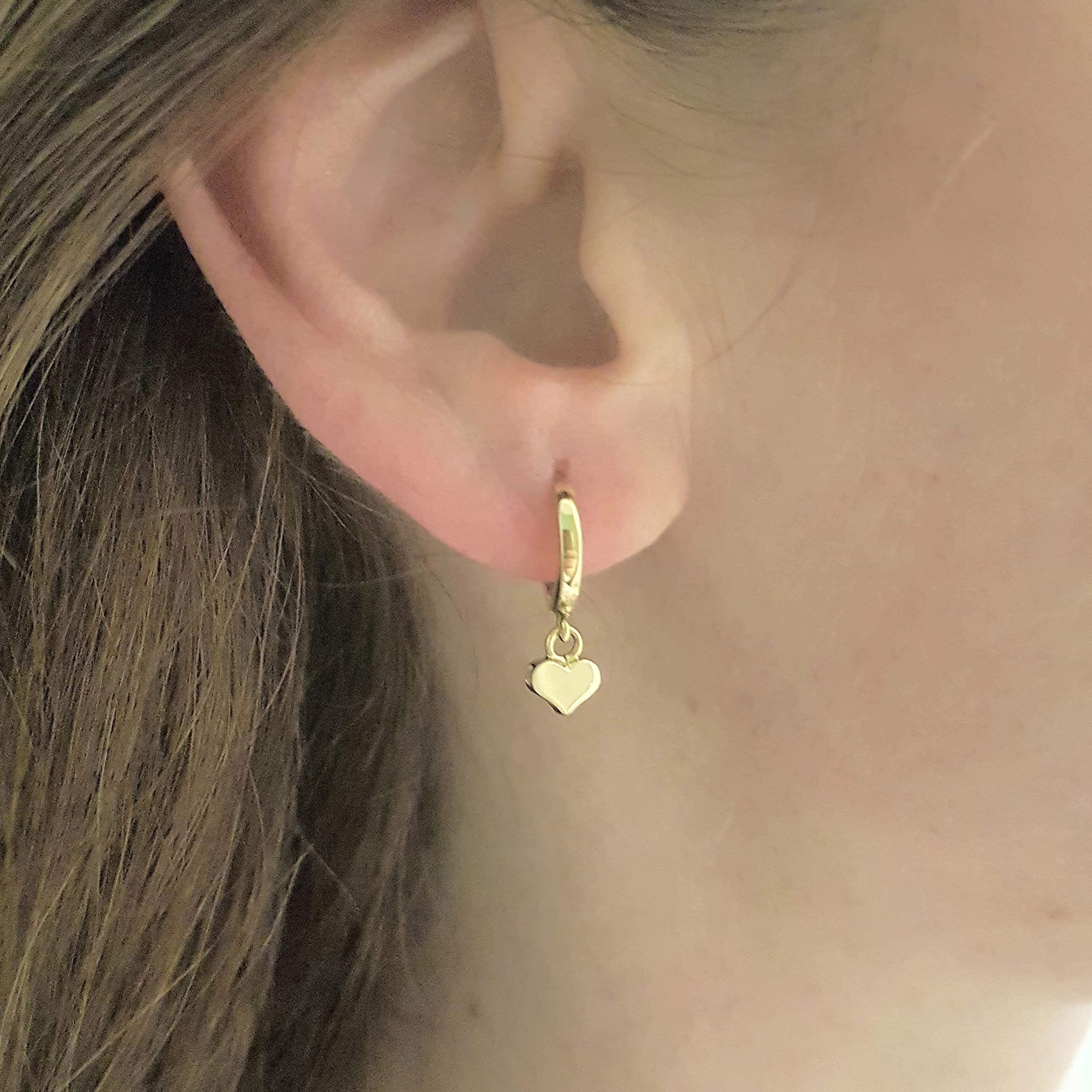 14K Solid Gold Dangle Drop Hoop Heart Earrings for Women - Elegant Valentine's Day, Birthday & Christmas Gift for Her, Mom or Girlfriend | Perfect for Date Nights, Weddings & Special Occasions