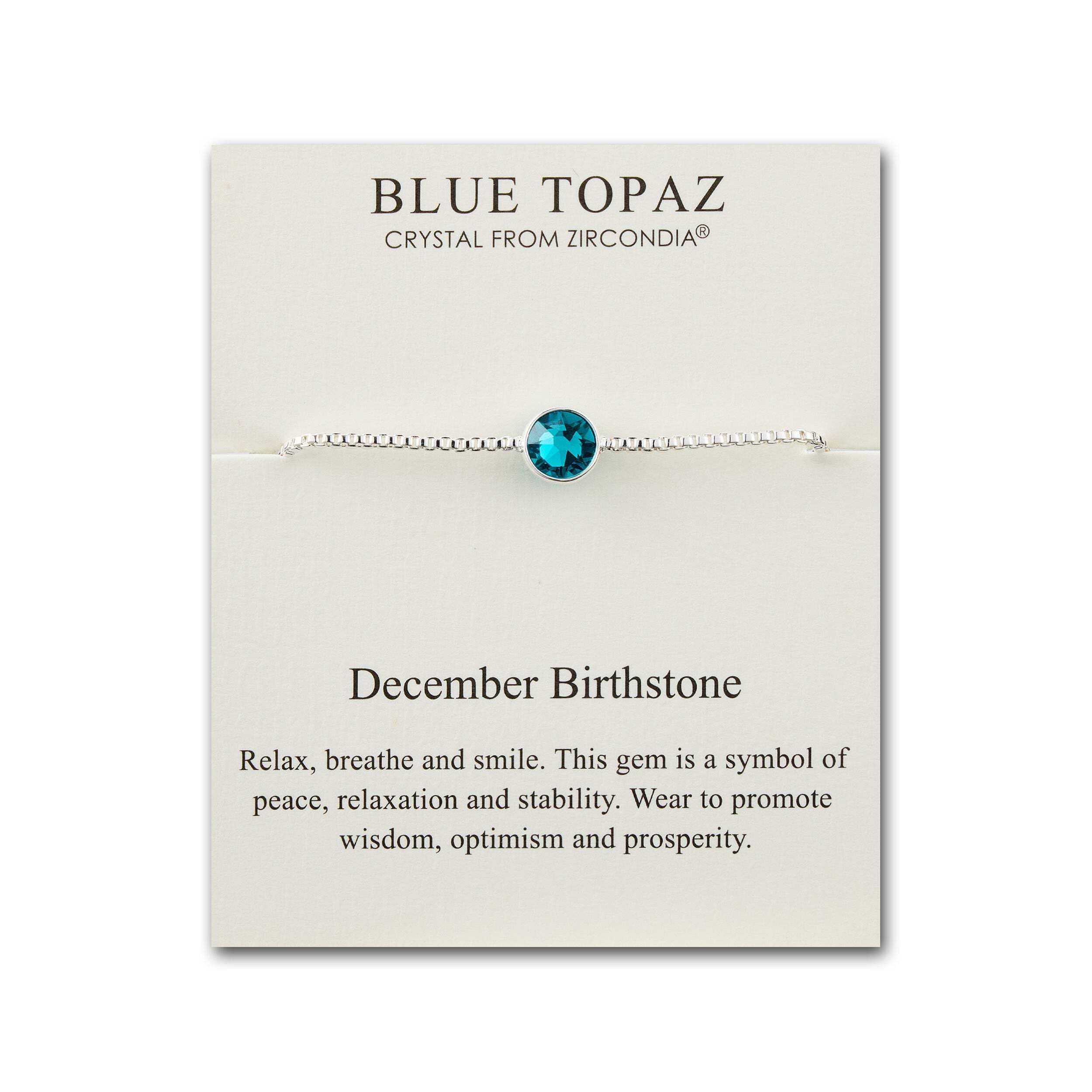 Blue Topaz Birthstone Bracelet with Zircondia® Crystals for December Gifts