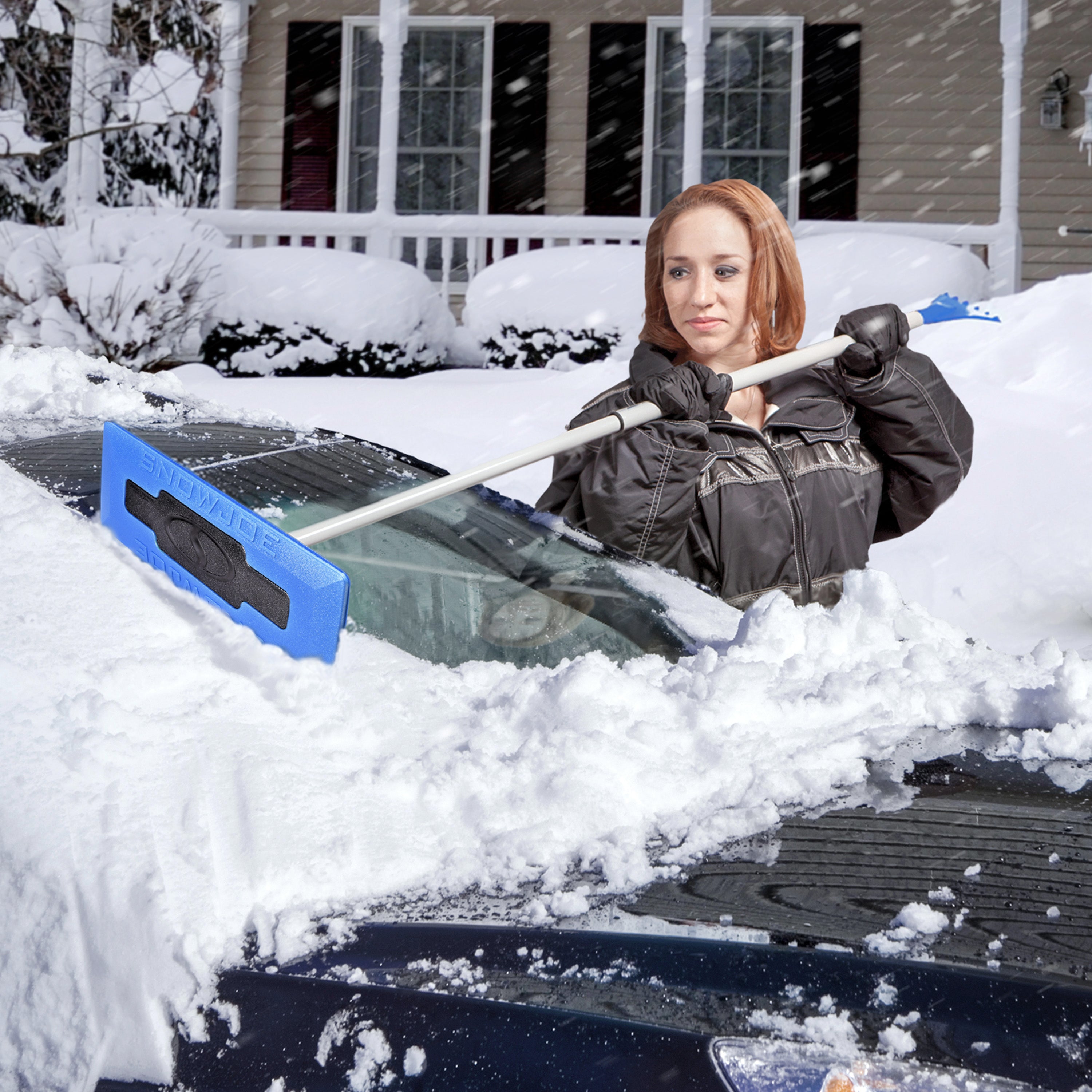 Snow Joe Electric Snow Shovel with Cover & Broom Accessory Bundle - Cordless Snow Removal Tool for Driveways, Sidewalks & Stairs - Winter Storm Essentials for Homeowners