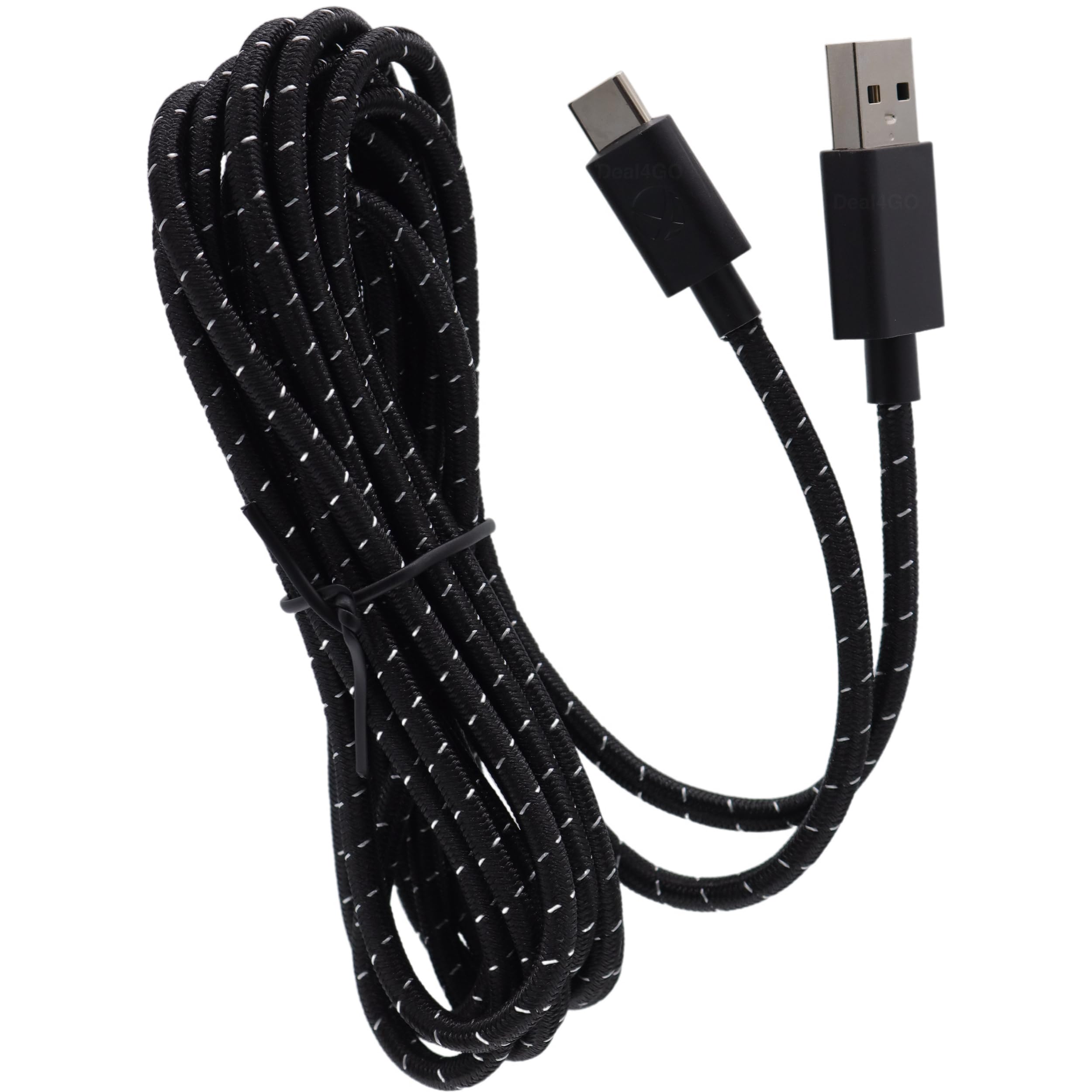 Premium Braided USB-C Charging Cable for Xbox Elite Series 2, Series X/S, PS5 & Switch Pro Controller - Durable 9ft Nylon Cord (Black/White) - Perfect for Gaming Setups & Travel Accessories