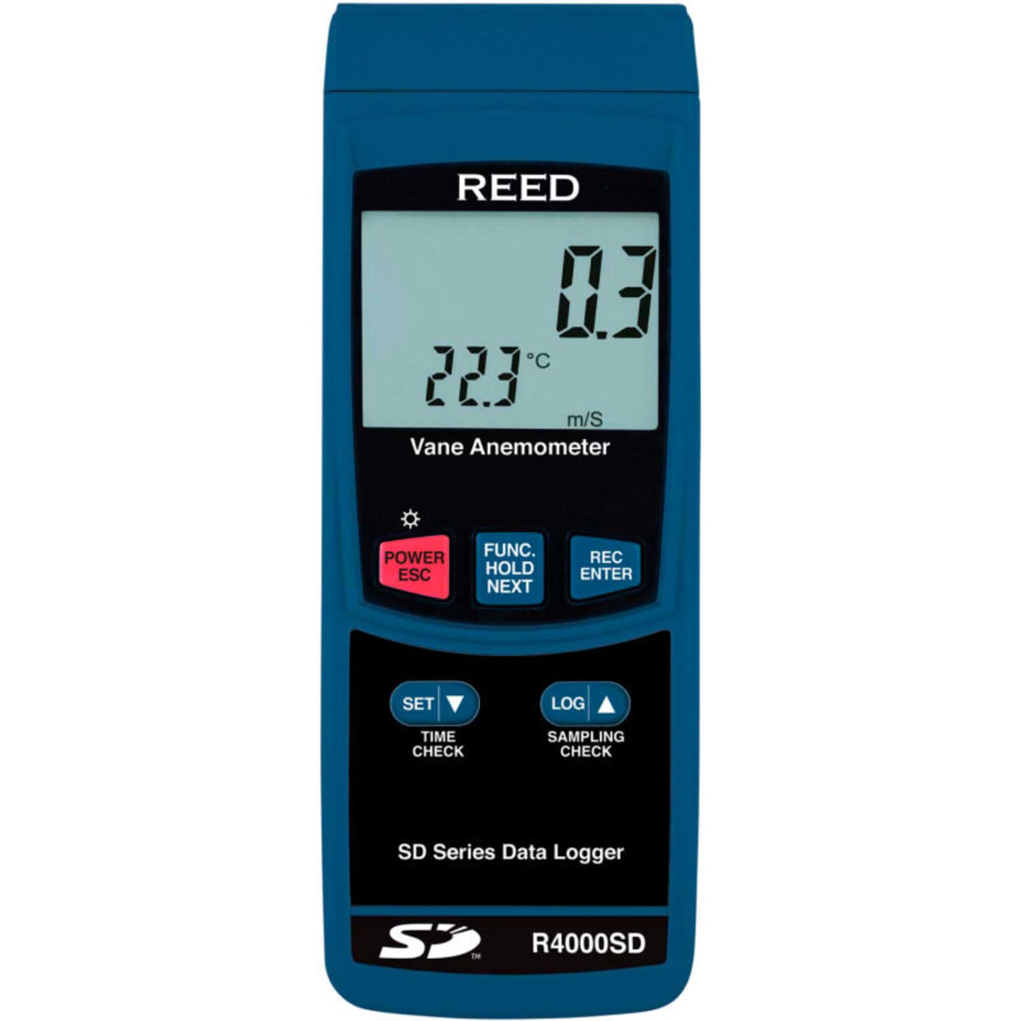 REED Instruments R4000SD Digital Vane Thermo-Anemometer with Data Logging - Accurate Wind Speed & Temperature Measurement for HVAC, Industrial, and Environmental Monitoring