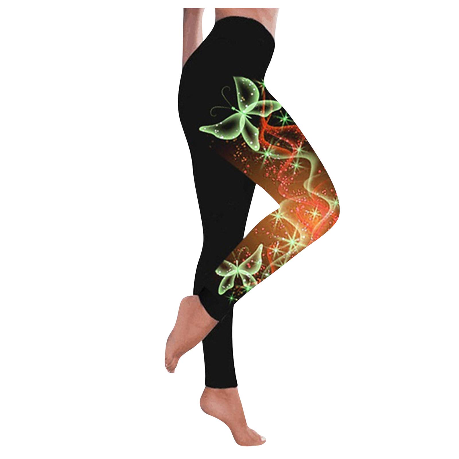 **Butterfly Print High Waist Yoga Pants for Petite & Plus Size Women – Comfortable Workout & Casual Sport Pants for Yoga, Gym, Running & Lounge**