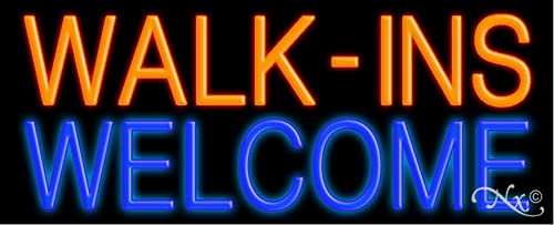 Walk Ins Welcome Glass Neon Sign #10174 - Handcrafted in USA | Perfect for Bars, Restaurants & Retail Stores