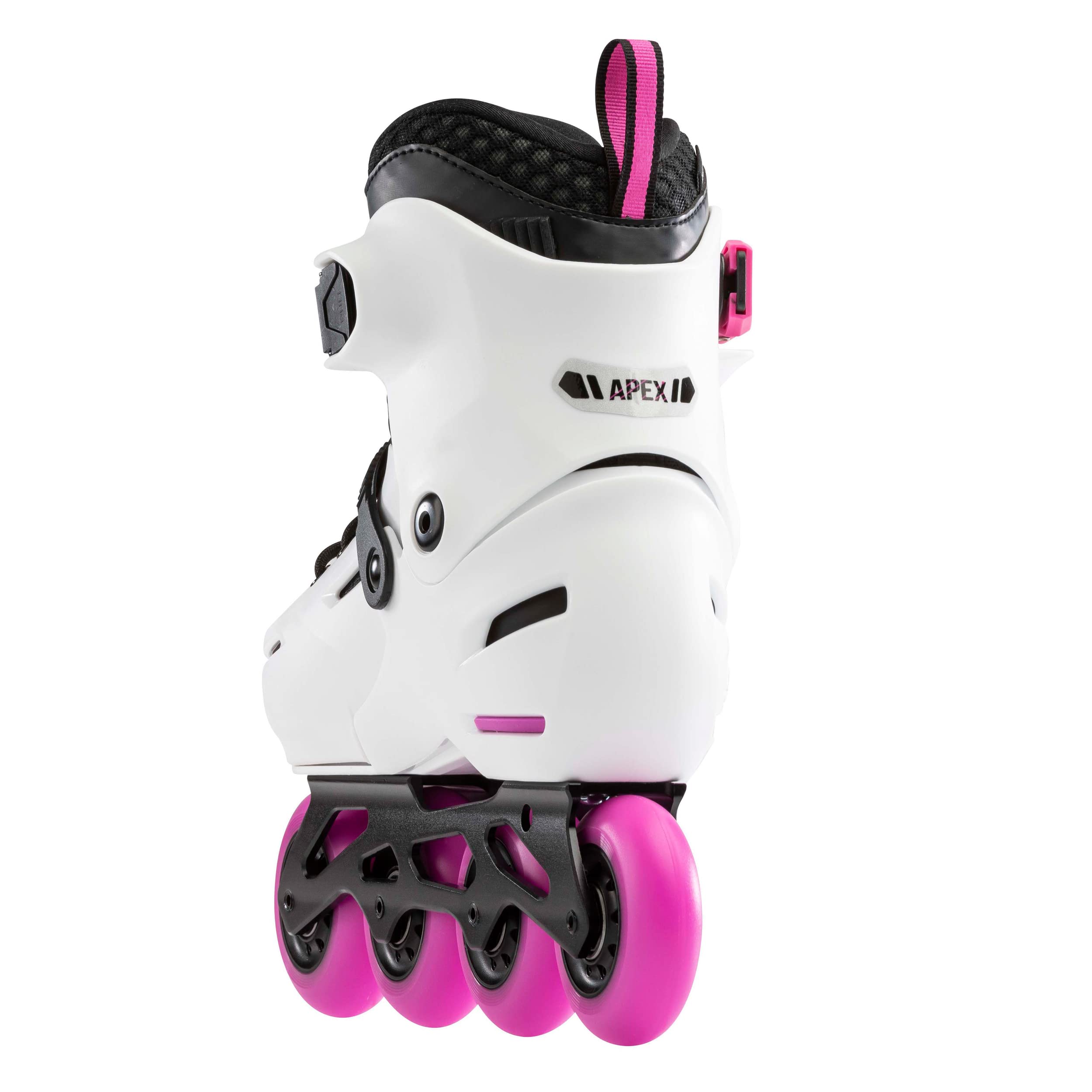 Rollerblade Apex Adjustable Fitness Inline Skates for Kids - White & Pink Junior Urban Performance Roller Skates - Perfect for Outdoor Exercise, Park Skating & Fitness Training