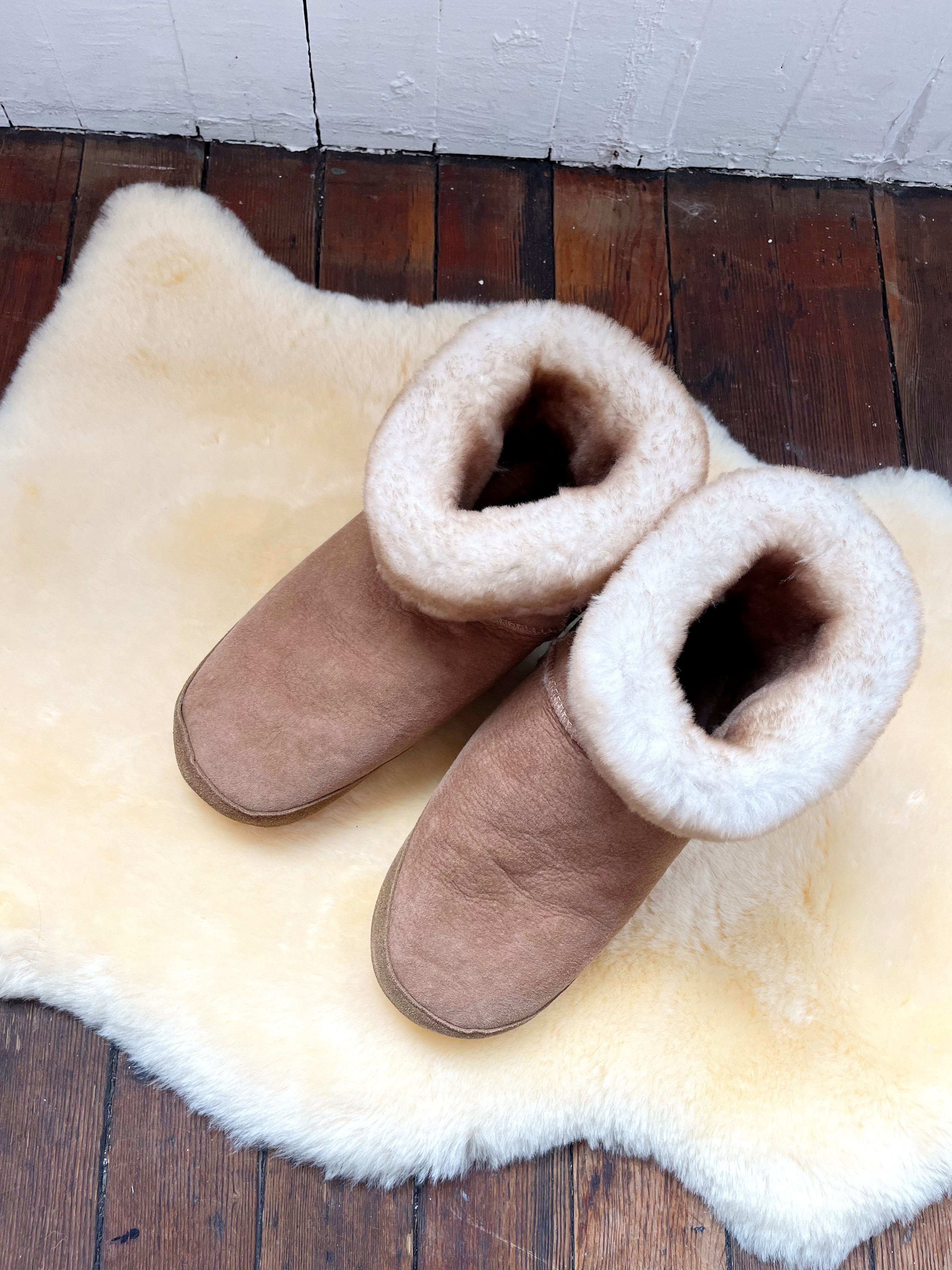 Premium Sheepskin Cabin Boots for Men & Women - Cozy Winter Indoor/Outdoor Slippers for Home, Camping & Cabin Wear