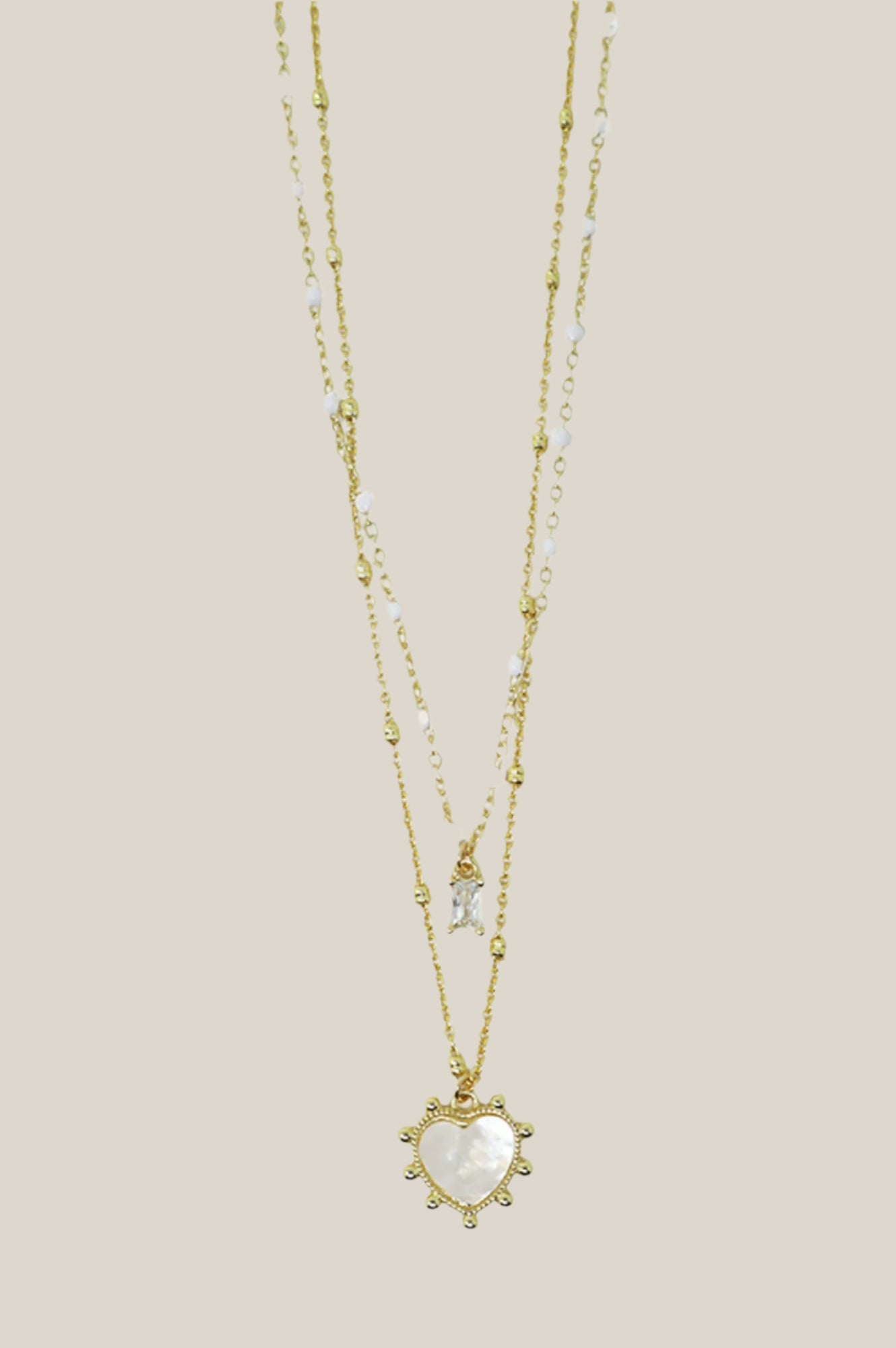 Heart Duo Necklace for Women - 14K Gold Plated & White CZ Pendant - Elegant Couple Gift for Anniversary, Valentine's Day - Perfect for Date Nights & Romantic Occasions