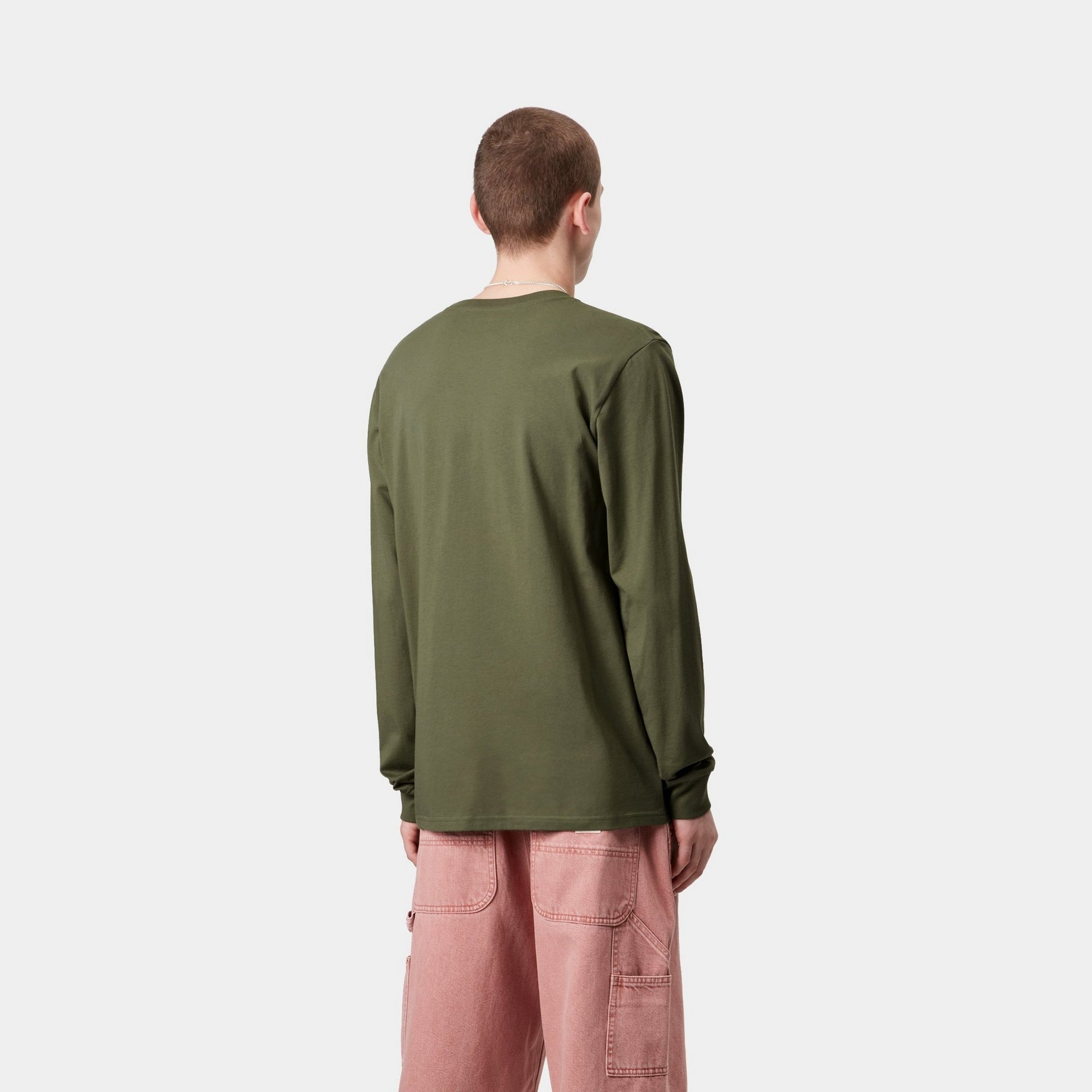 Men's Long Sleeve Pocket T-Shirt - Comfortable Casual Shirt with Chest Pocket | Dollar Green | Perfect for Work, Outdoor Activities & Everyday Wear