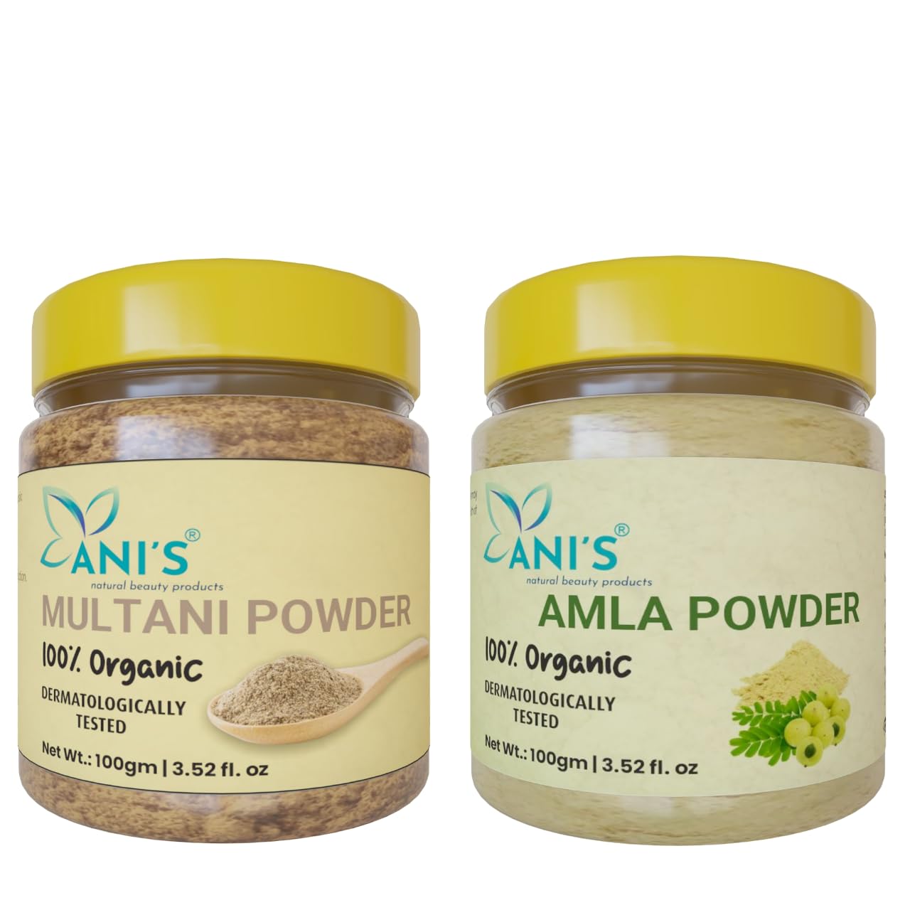 Organic Multani Mitti & Amla Powder Combo Pack - 100% Pure Clay & Indian Gooseberry Powder for Skin & Hair Care - 200g (2 x 100g) - Face Mask, Hair Growth, Acne Treatment & Natural Beauty Remedy