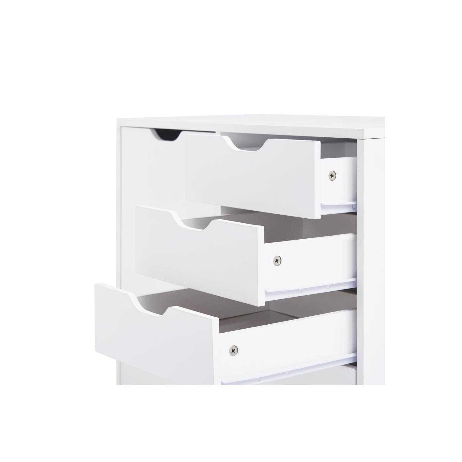 Naomi Home 5-Drawer Rolling Storage Chest with Shelf - White - Office, Bedroom & Closet Organization Solution for Files, Clothes & Home Essentials