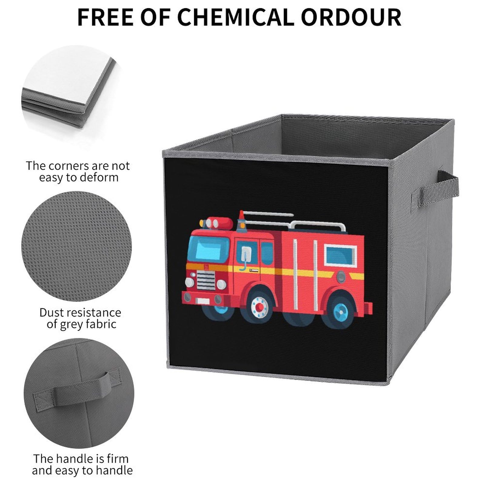 Foldable Fire Truck Storage Cubes - 6PCS Organizers with Handles for Kids' Room & Playroom