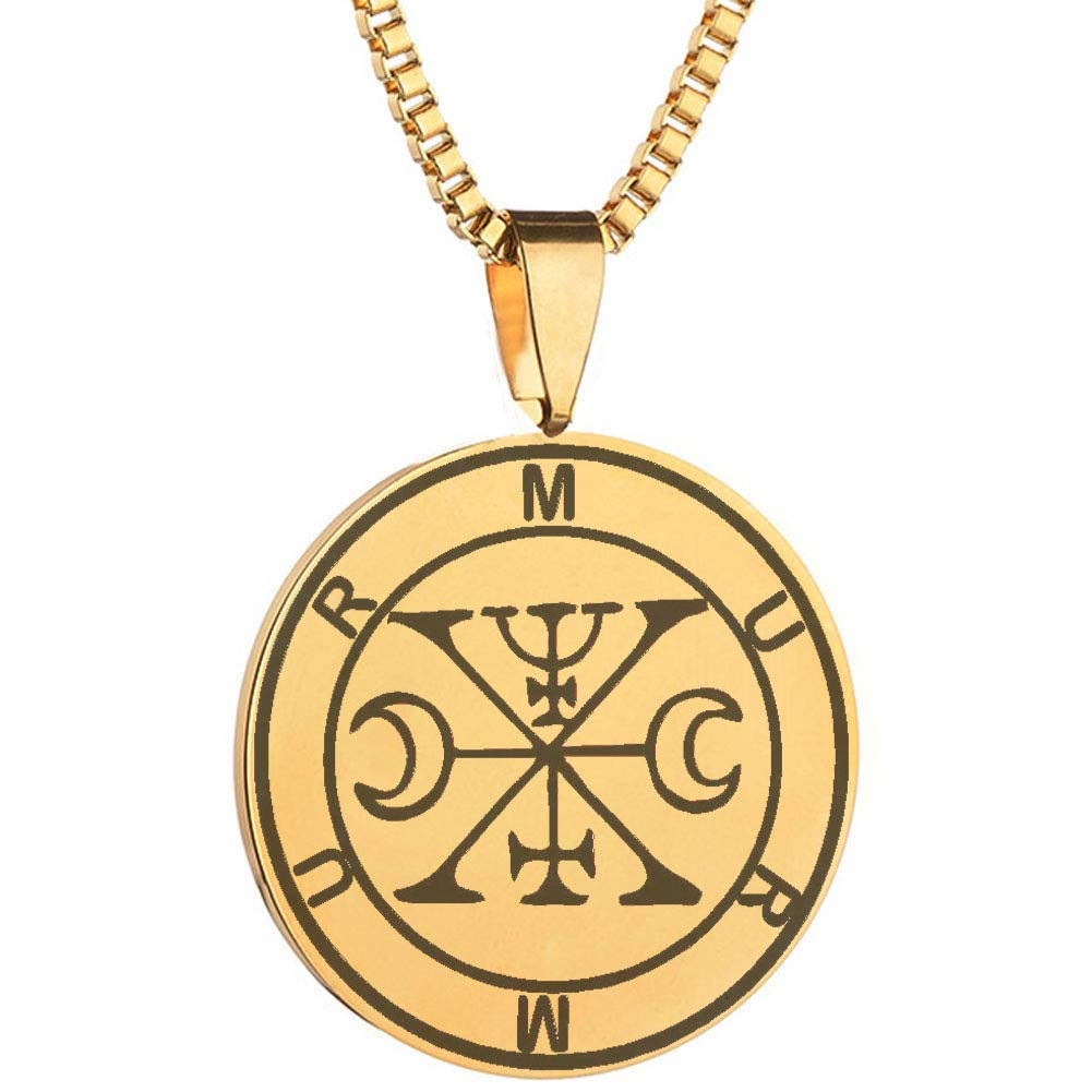 Stainless Steel Goetic Seal Pendant Necklace - Engraved with Demon Duke Murmur from Lesser Key of Solomon | Occult Jewelry for Wiccan Rituals, Gothic Fashion & Spiritual Protection