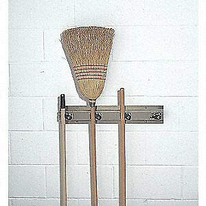 Stainless Steel Mop and Broom Holder Wall Mount - 4-Piece Organizer for Kitchen, Garage, or Utility Room Storage