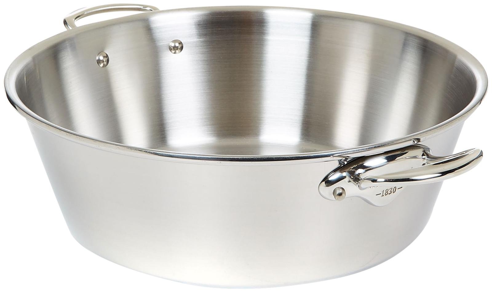 Premium Mauviel M'Cook 5-Ply 1.2mm Stainless Steel Jam Pan with Cast Handles - 10.5 Quart French-Made Cookware for Preserves, Jams & Desserts - Ideal for Home Canning & Professional Kitchen Use