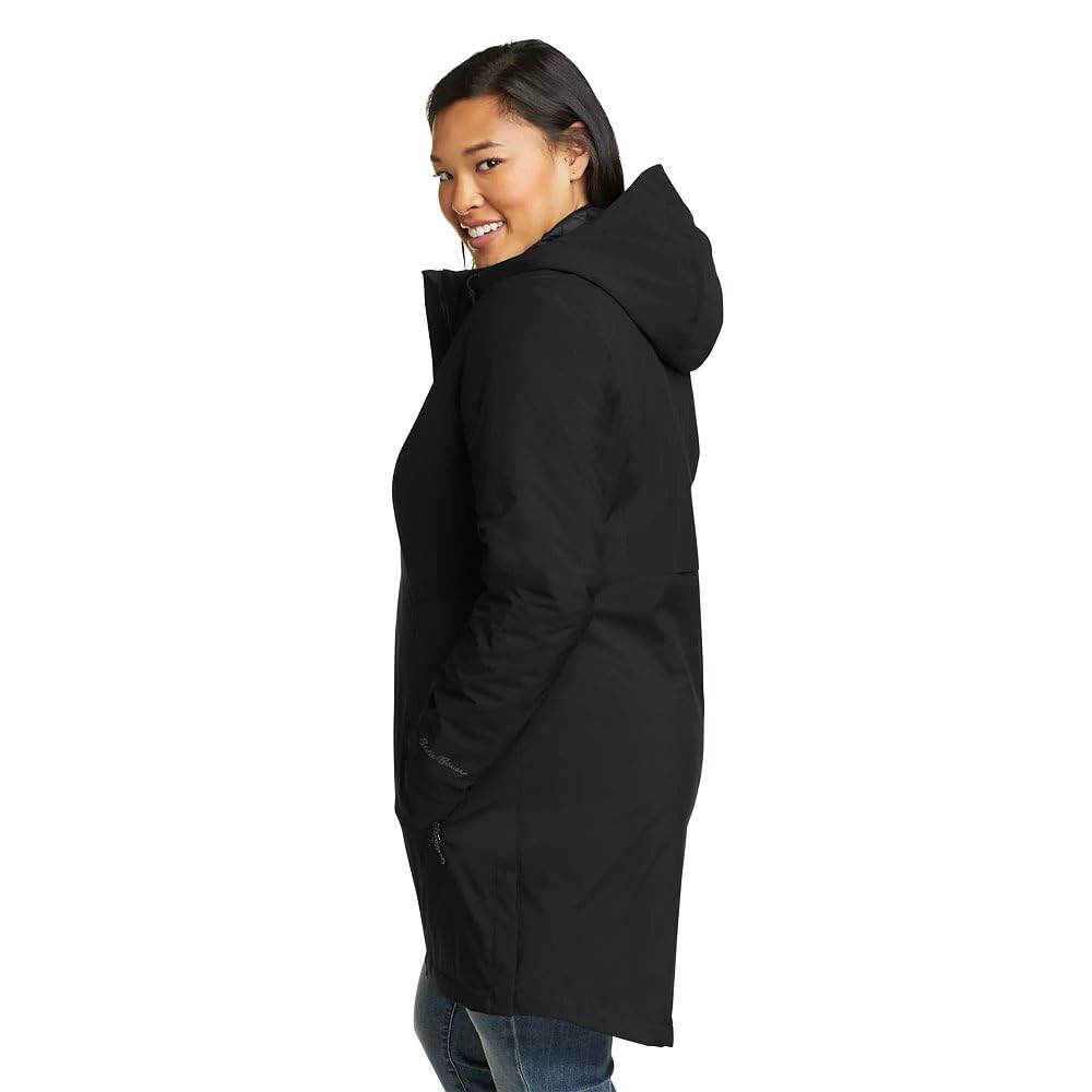 Eddie Bauer Women's Cloud Cap Insulated Waterproof Trench Coat - Winter Warm Windproof Raincoat for Outdoor Hiking & City Commute